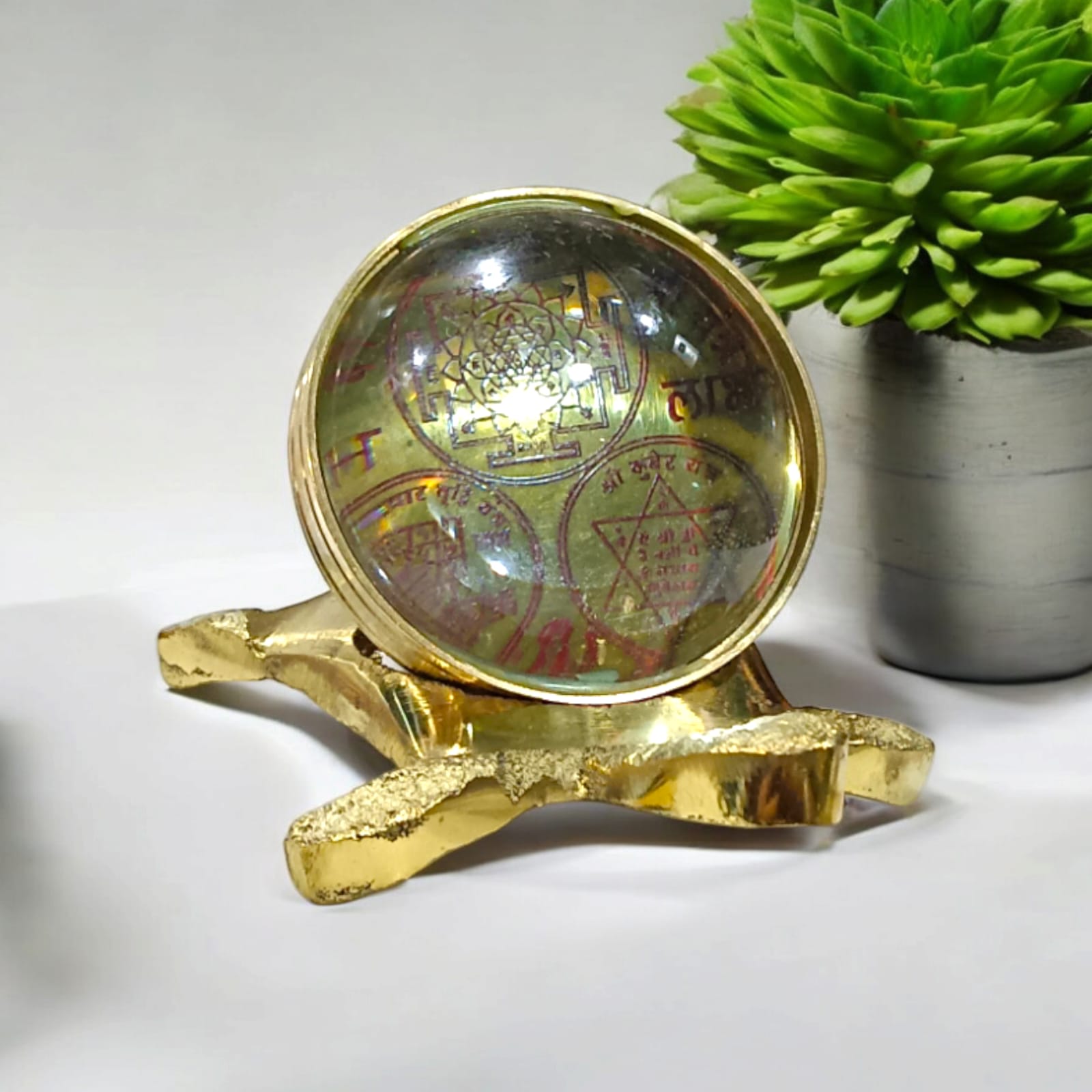 Sampoorna Shree Yantra on a magnifying tortoise base, 3-inch size, for good luck and prosperity, available from Timeshopee.