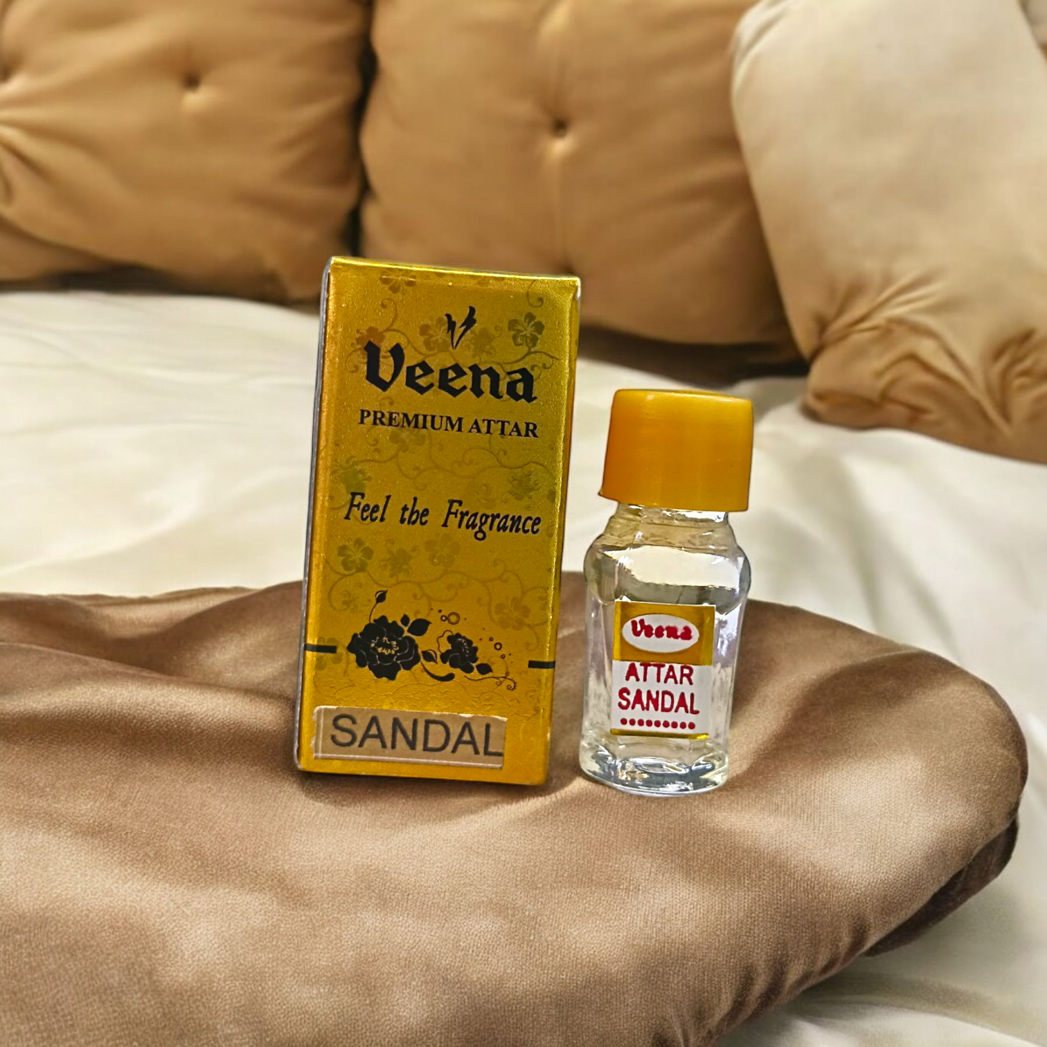 Sandal Attar 2ML bottle by Veena, natural chandan itra for worship by Timeshopee