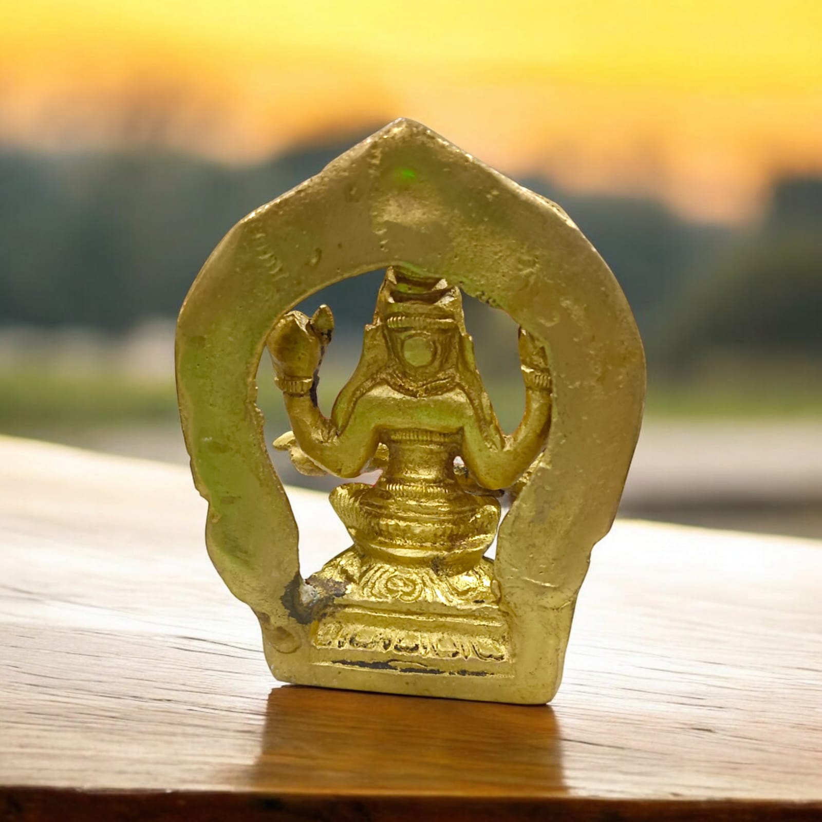 Saraswati Idol in Brass, Goddess Saraswati, 8 cm length, 6 cm width, 245 grams, elegant craftsmanship.