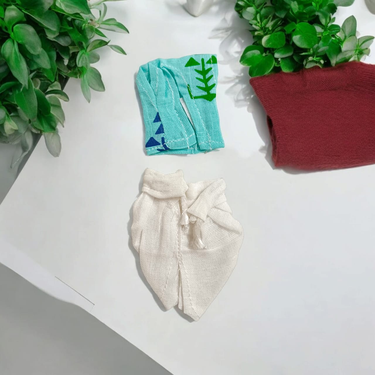 Set of 2 cotton dhoti kurta outfits for Laddu Gopal, traditional Indian-style attire ideal for summer, perfect for Bal Gopal sizes 0-2.