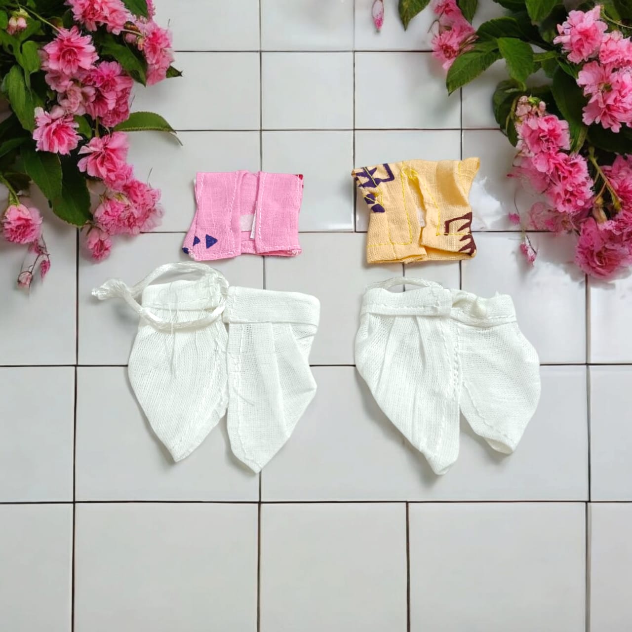 Set of 2 cotton dhoti kurta outfits for Laddu Gopal, traditional Indian-style attire ideal for summer, perfect for Bal Gopal sizes 0-2.