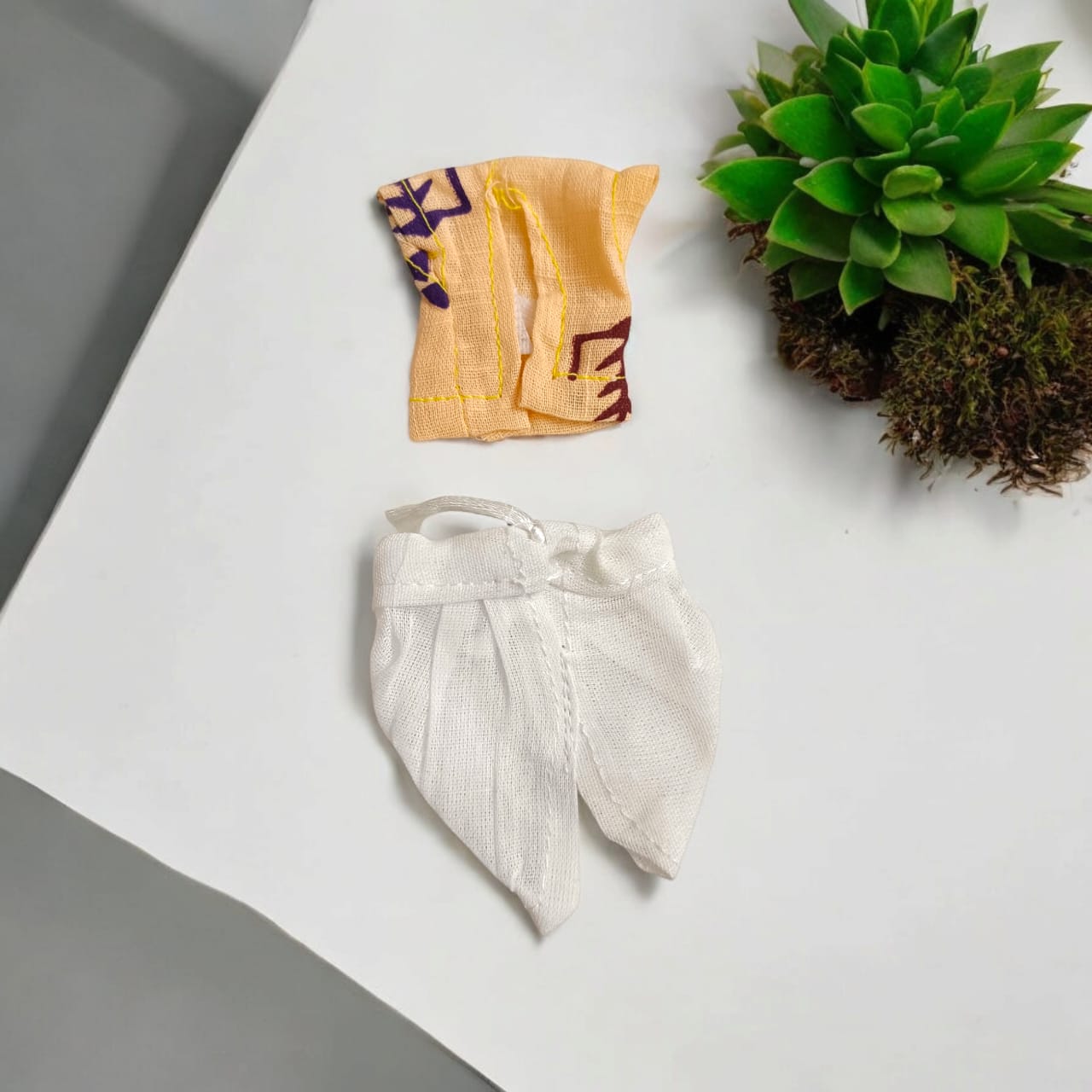 Set of 2 cotton dhoti kurta outfits for Laddu Gopal, traditional Indian-style attire ideal for summer, perfect for Bal Gopal sizes 0-2.