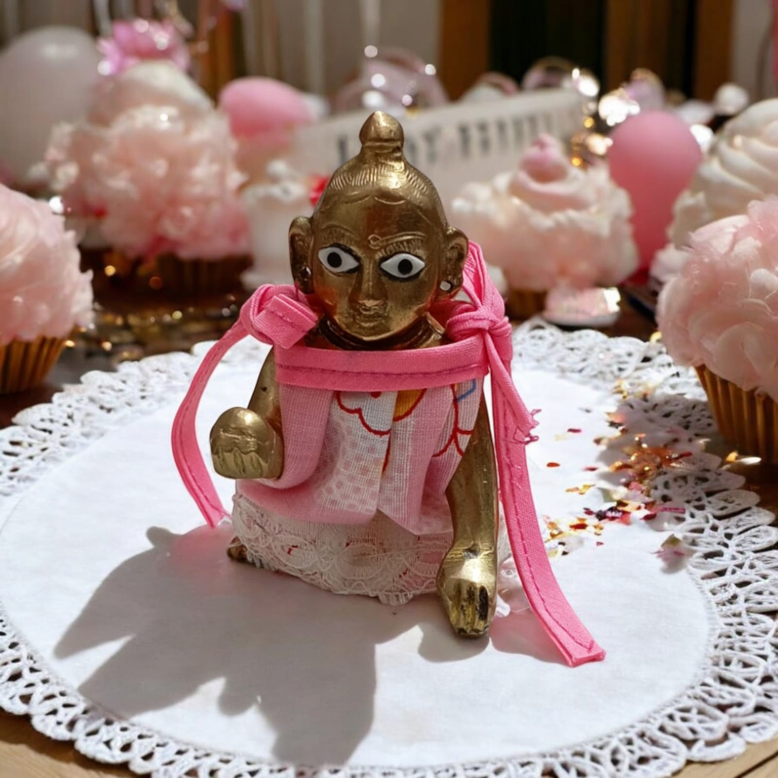 Set of 3 multi-color jhabla summer dresses for Laddu Gopal 0-1 No., comfortable night dress for Bal Gopal idols.