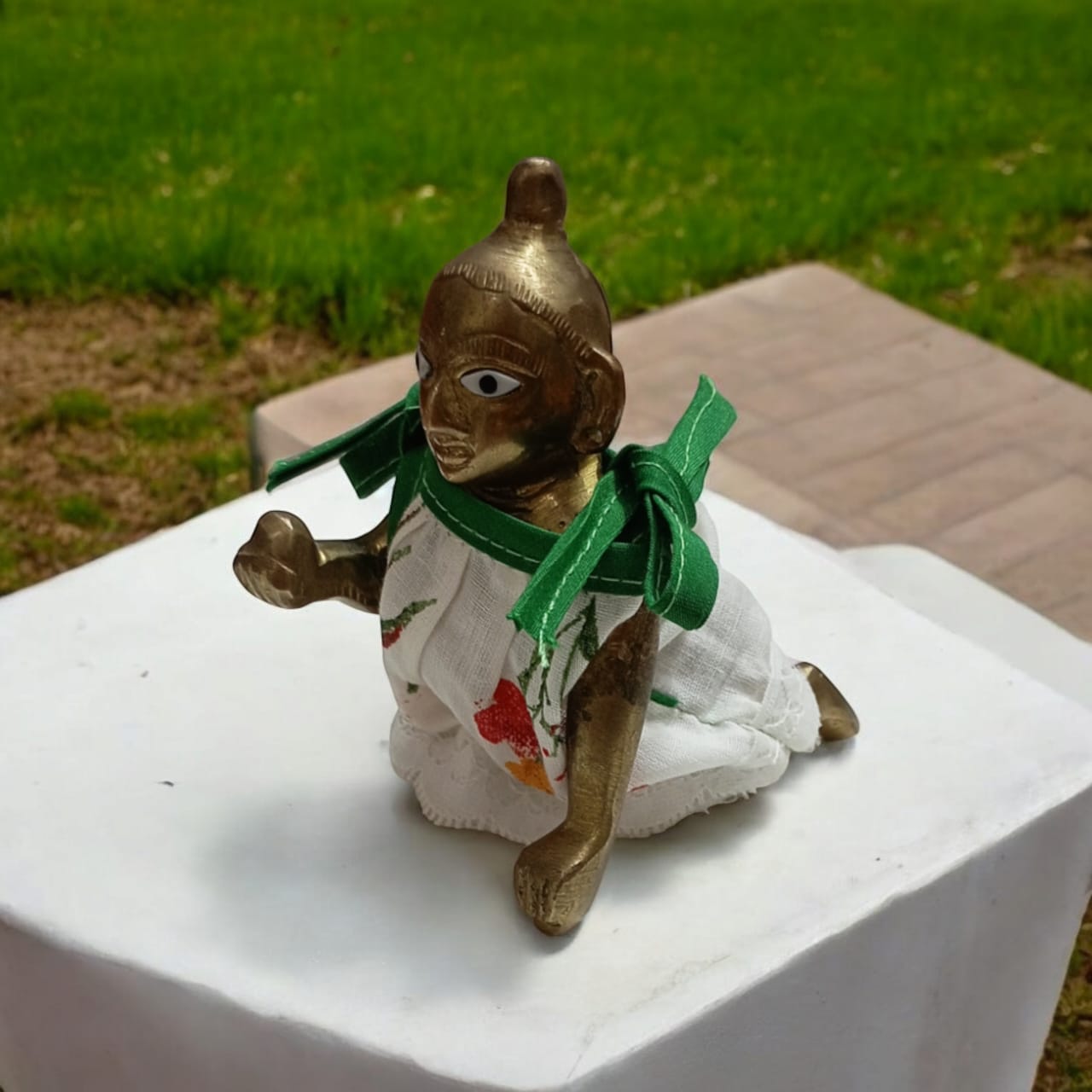 Set of 3 multi-color jhabla summer dresses for Laddu Gopal 2-3 No., comfortable night dress for Bal Gopal idols.