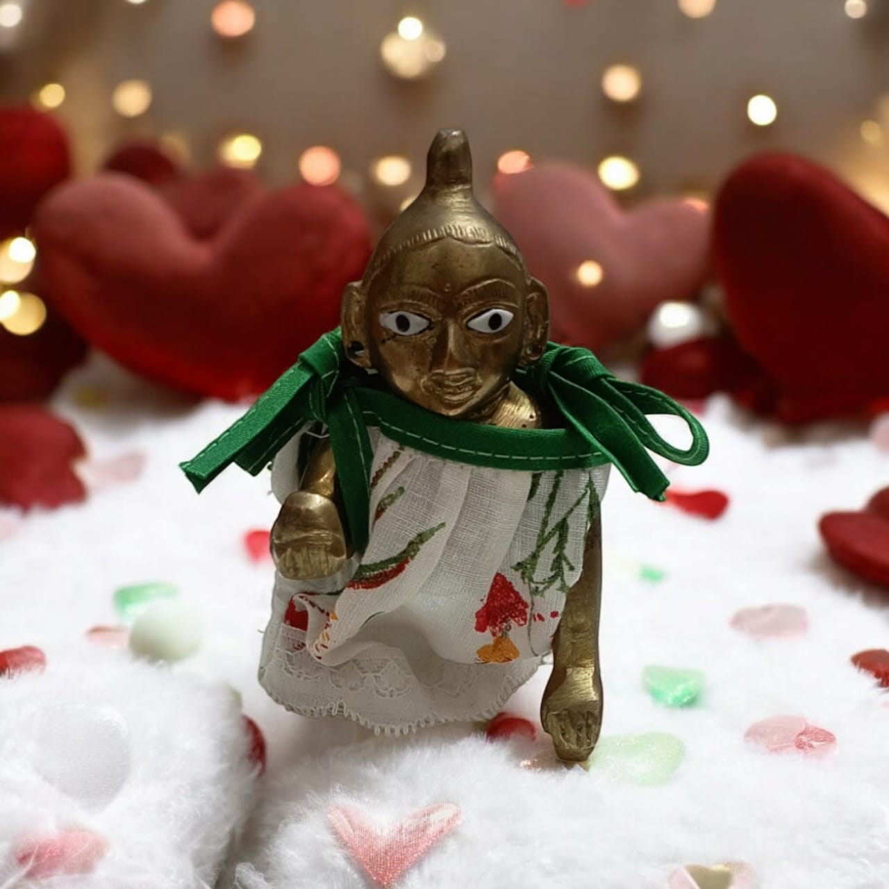 Set of 3 multi-color jhabla summer dresses for Laddu Gopal 2-3 No., comfortable night dress for Bal Gopal idols.