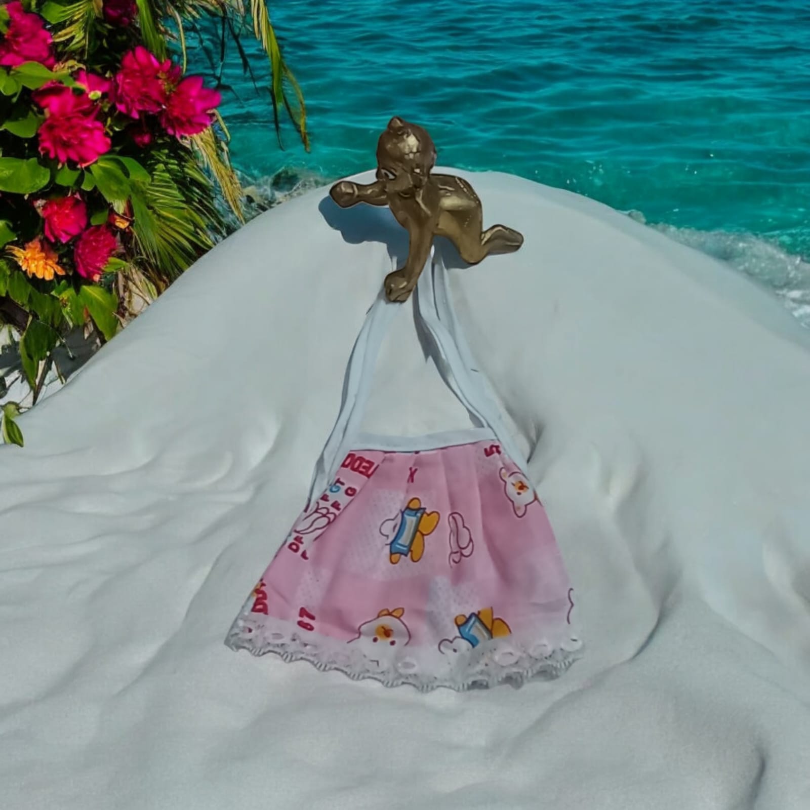 Set of 3 multi-color jhabla summer dresses for Laddu Gopal 5-6 No., comfortable night dress for Bal Gopal idols.