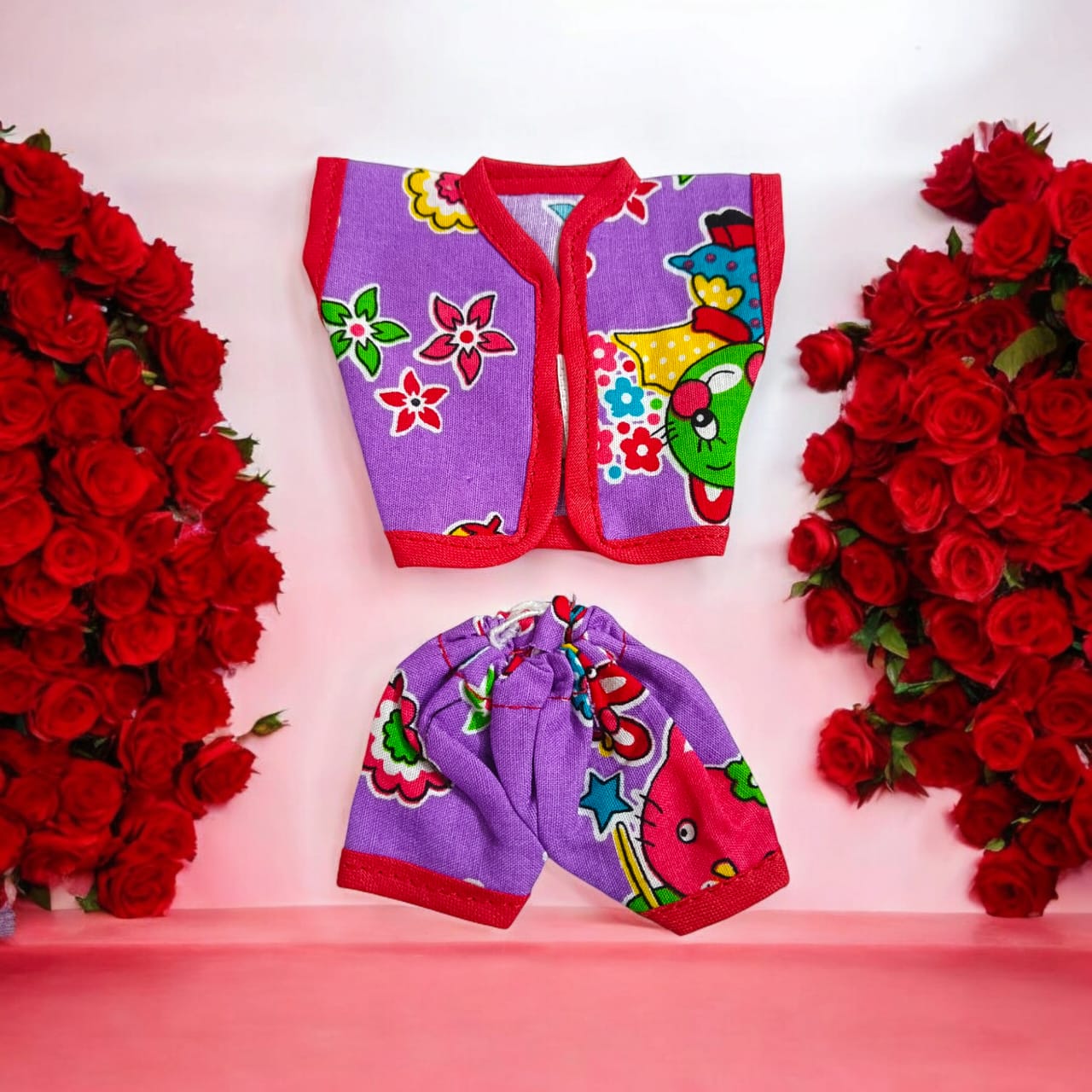Set of 3 soft cotton night suits for Laddu Gopal, featuring Western designer patterns, perfect for Bal Gopal sizes 0-2.
