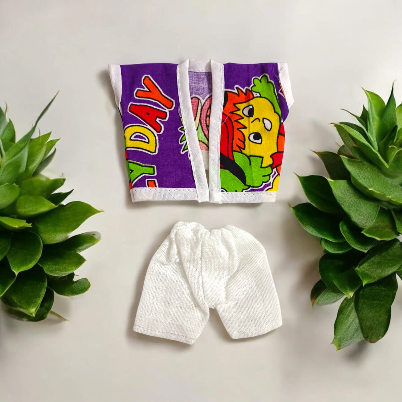 Set of 3 soft cotton night suits for Laddu Gopal, featuring Western designer patterns, perfect for Bal Gopal sizes 0-2.