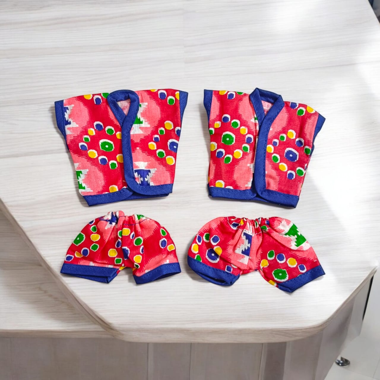 Set of 3 soft cotton night suits for Laddu Gopal, featuring Western designer patterns, perfect for Bal Gopal sizes 0-2.