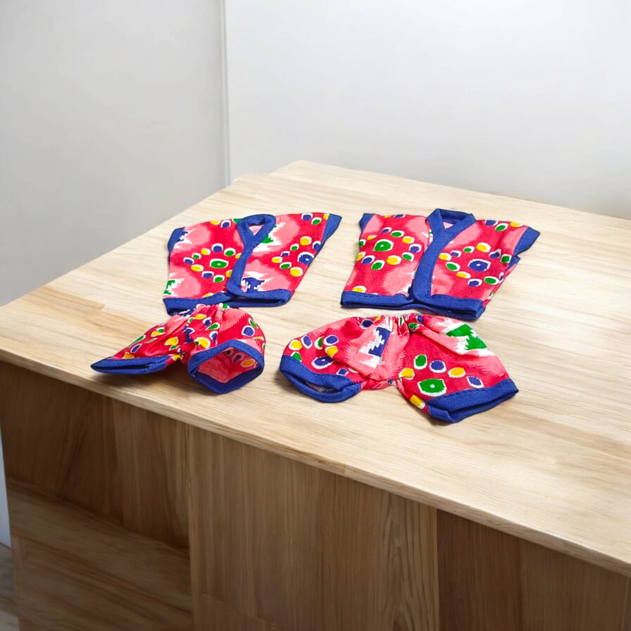 Set of 3 soft cotton night suits for Laddu Gopal, featuring Western designer patterns, perfect for Bal Gopal sizes 0-2.