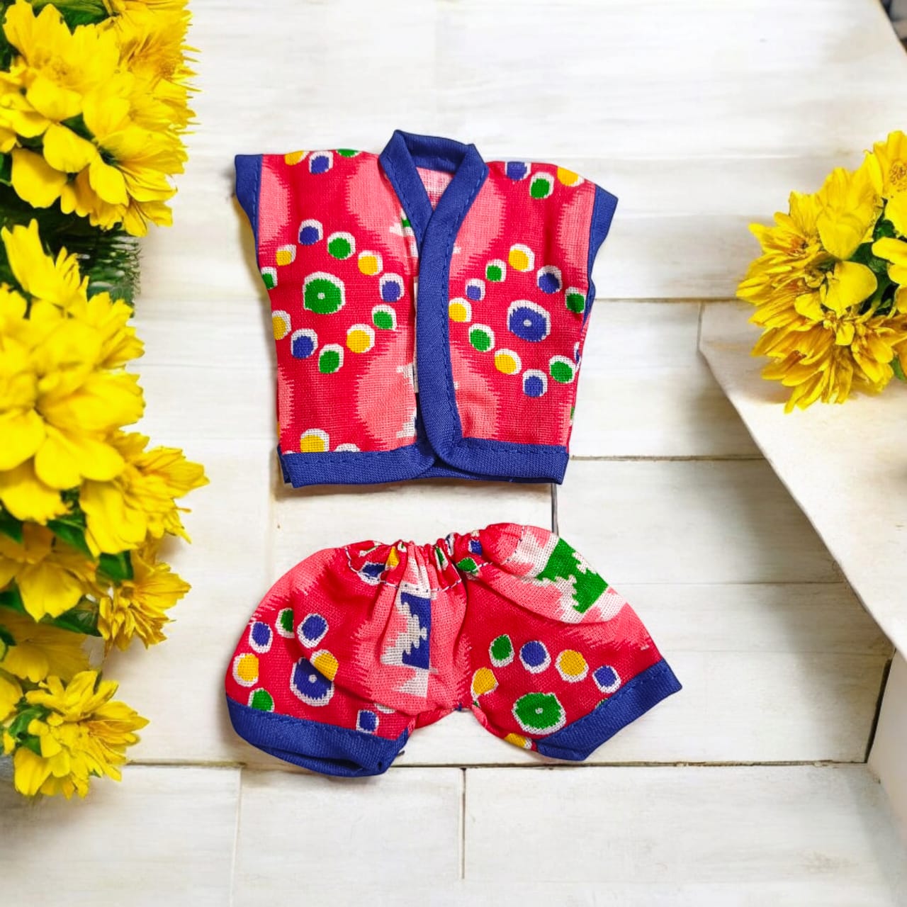 Set of 3 soft cotton night suits for Laddu Gopal, featuring Western designer patterns, perfect for Bal Gopal sizes 0-2.