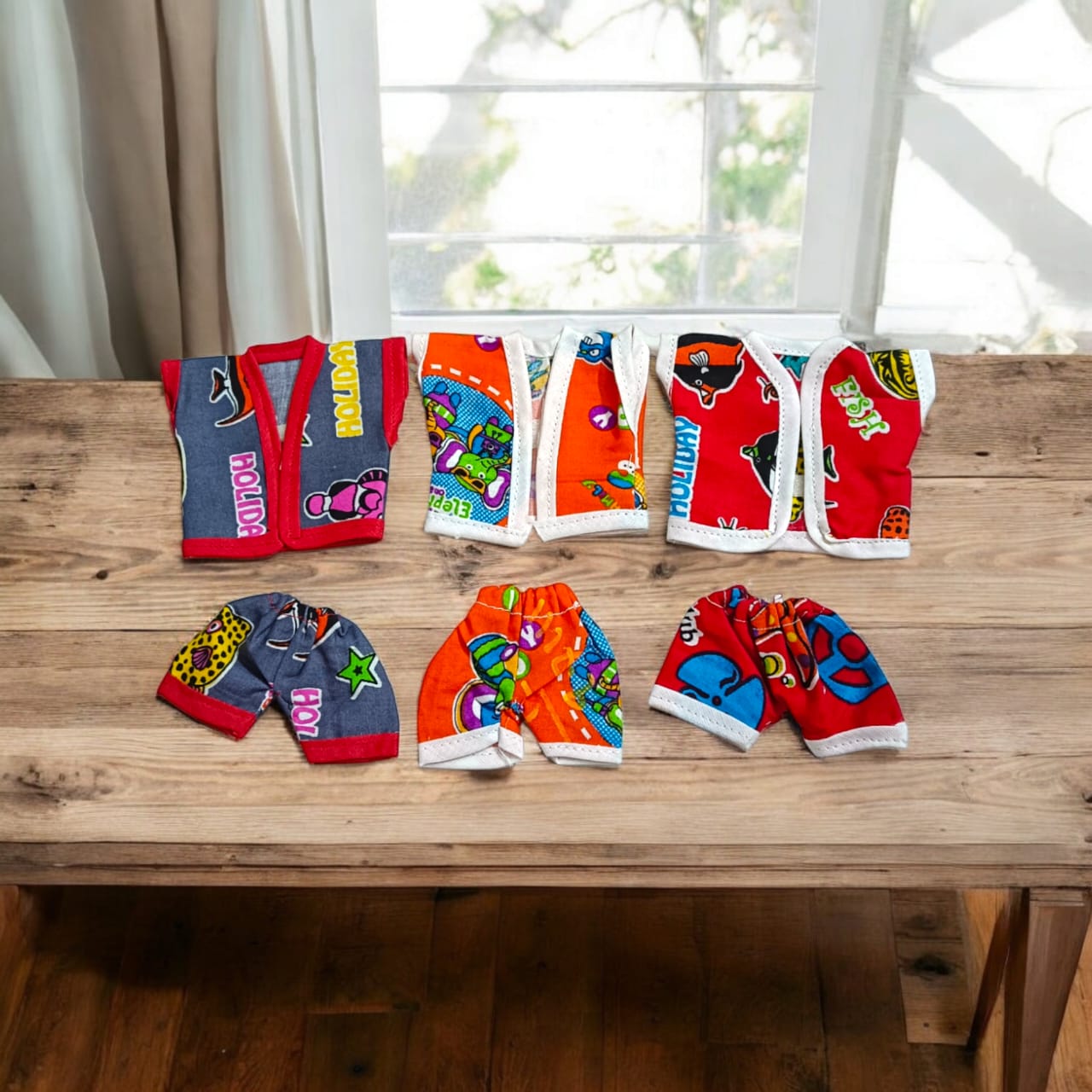 Set of 3 soft cotton night suits for Laddu Gopal, featuring Western designer patterns, perfect for Bal Gopal sizes 0-2.