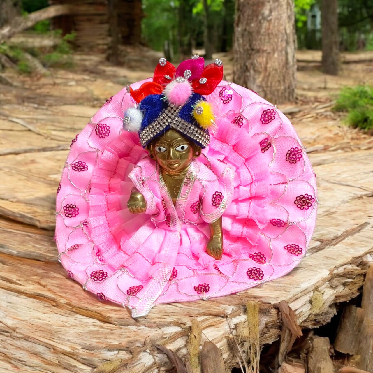 Set of 4 multi-color pagdis for Laddu Gopal Size 5 No., traditional and vibrant festive decor for Bal Gopal.