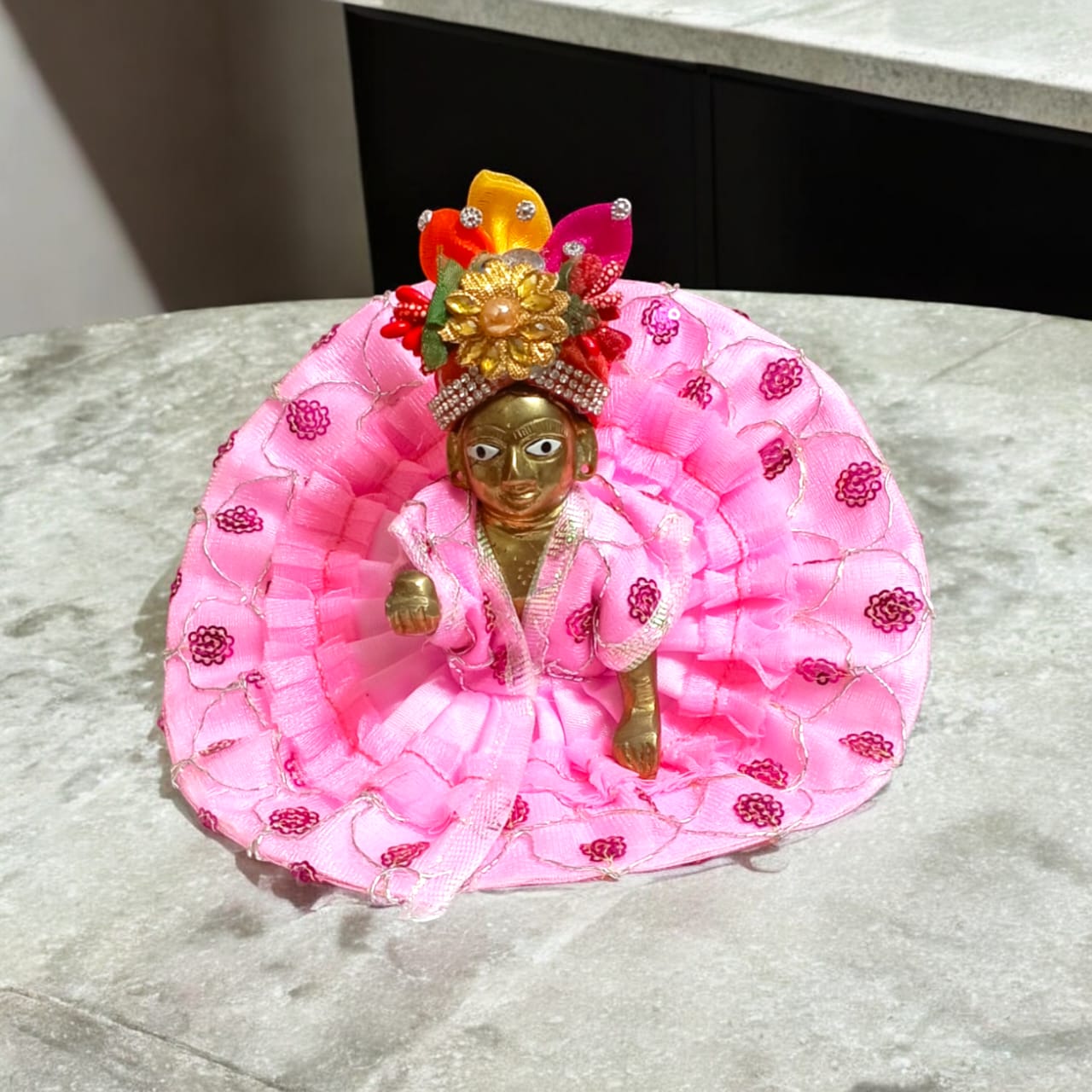 Set of 4 multi-color pagdis for Laddu Gopal Size 5 No., traditional and vibrant festive decor for Bal Gopal.