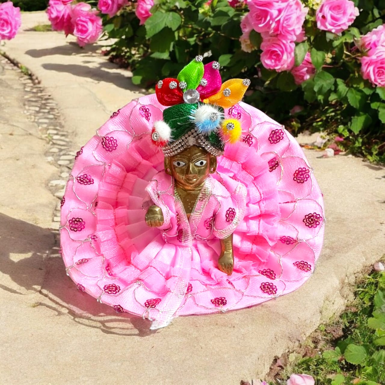 Set of 4 multi-color pagdis for Laddu Gopal Size 5 No., traditional and vibrant festive decor for Bal Gopal.