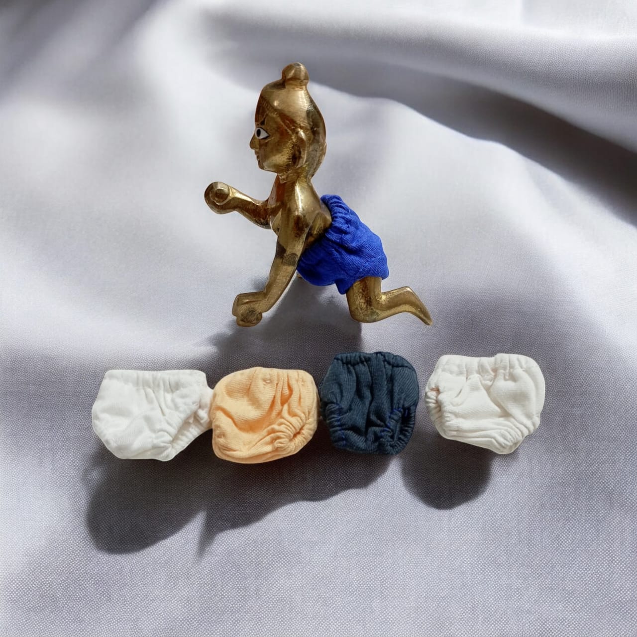 Set of 5 multi-color nickers for Laddu Gopal 0 No., soft and comfortable chaddi night dress for Laddu Gopal idol.