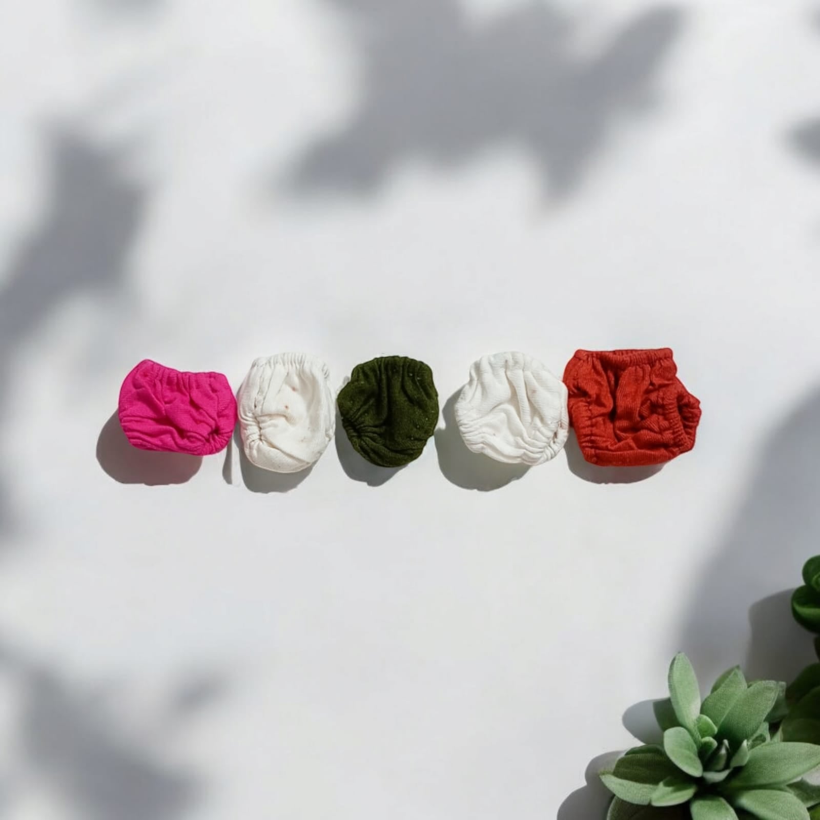 Set of 5 multi-color nickers for Laddu Gopal 0 No., soft and comfortable chaddi night dress for Laddu Gopal idol.