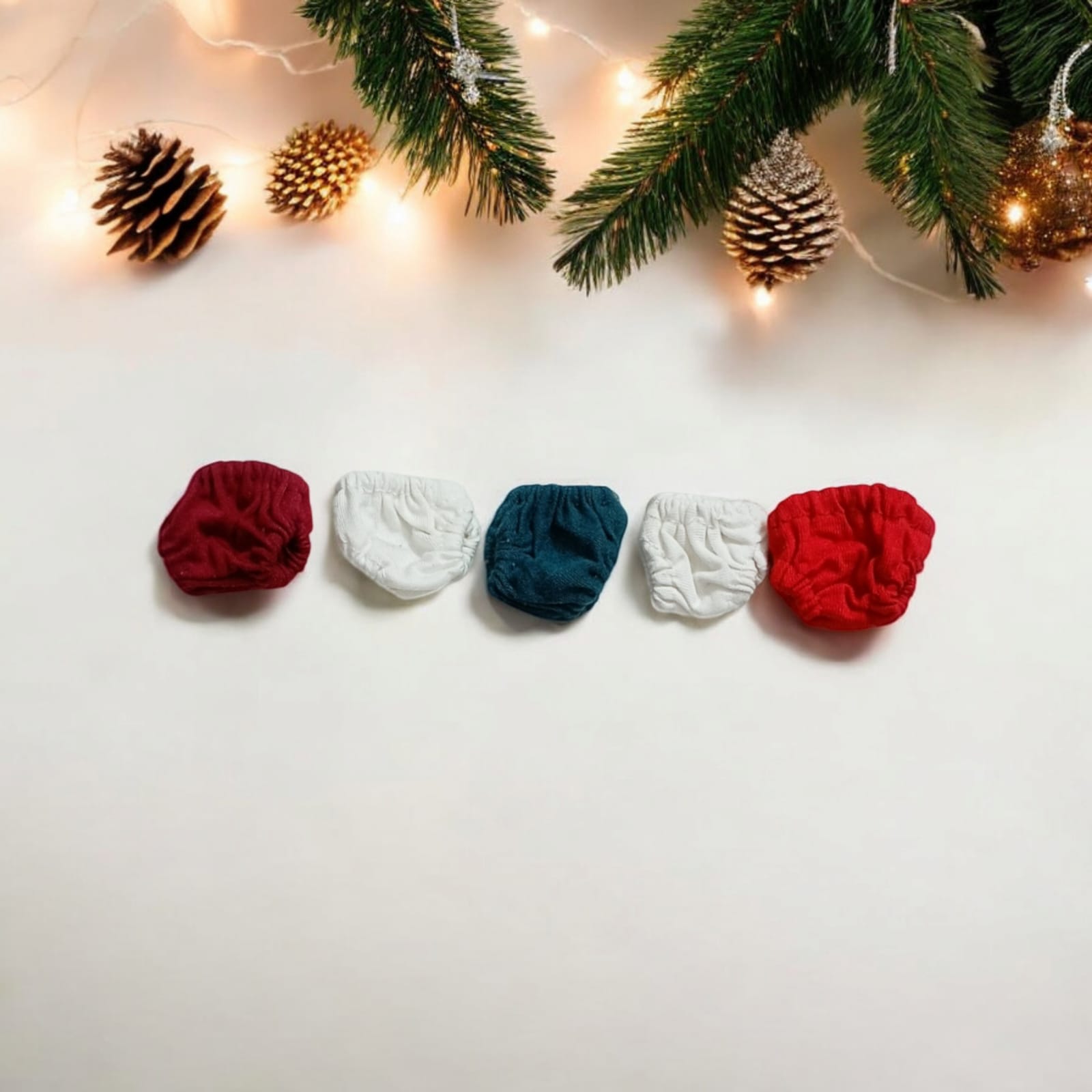 Set of 5 multi-color nickers for Laddu Gopal 0 No., soft and comfortable chaddi night dress for Laddu Gopal idol.