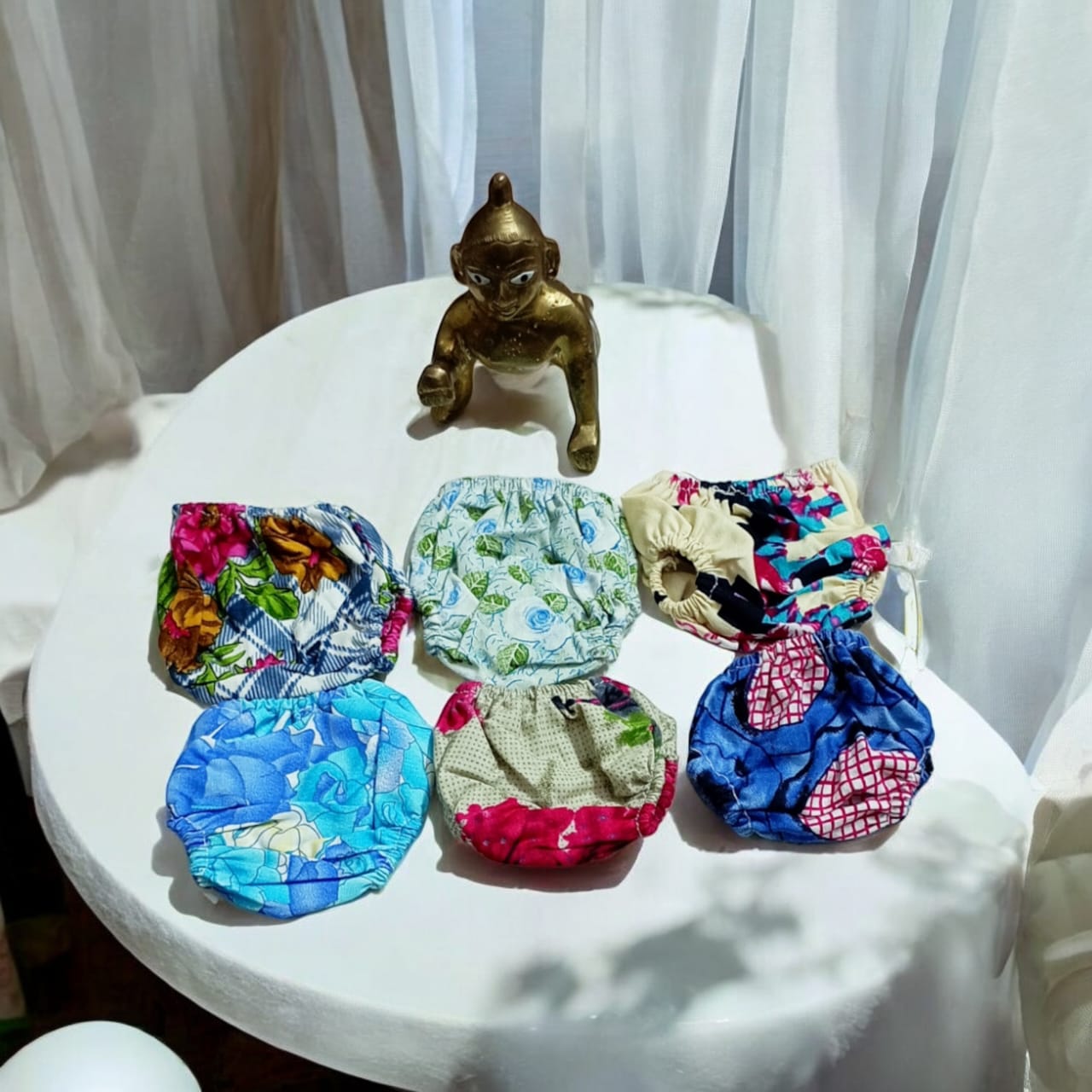 Set of 6 multi-color nickers for Laddu Gopal 5-6 No., comfortable night dress chaddi for Bal Gopal idols.