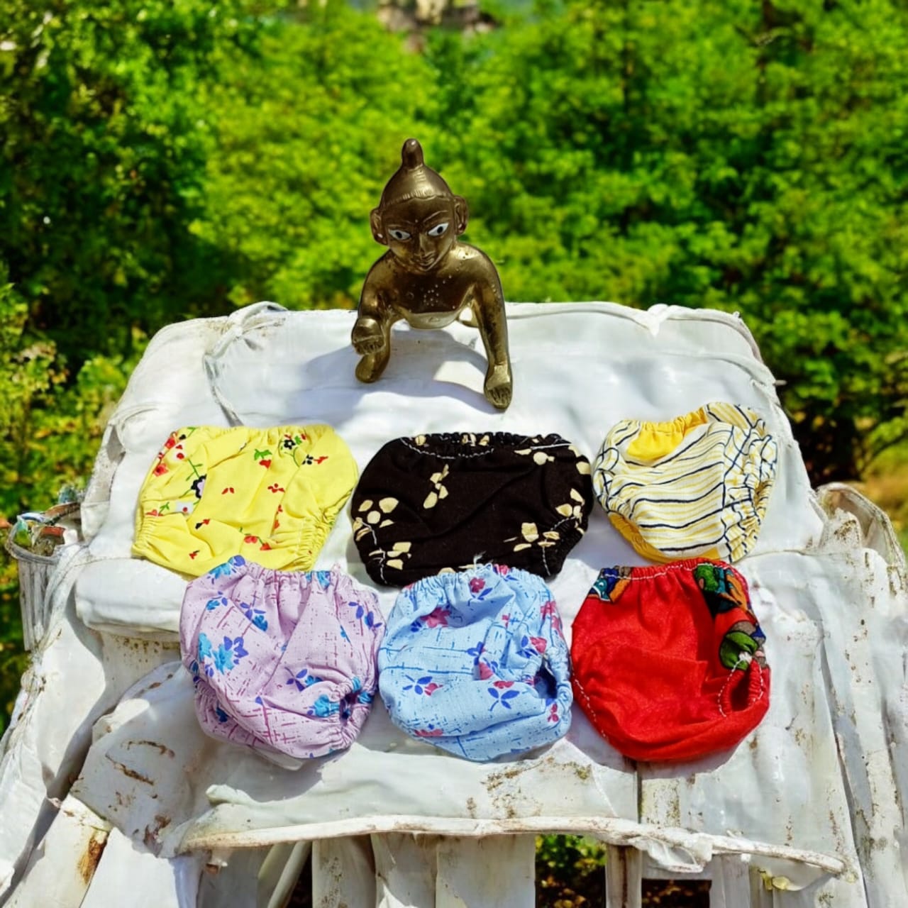 Set of 6 multi-color nickers for Laddu Gopal 5-6 No., comfortable night dress chaddi for Bal Gopal idols.