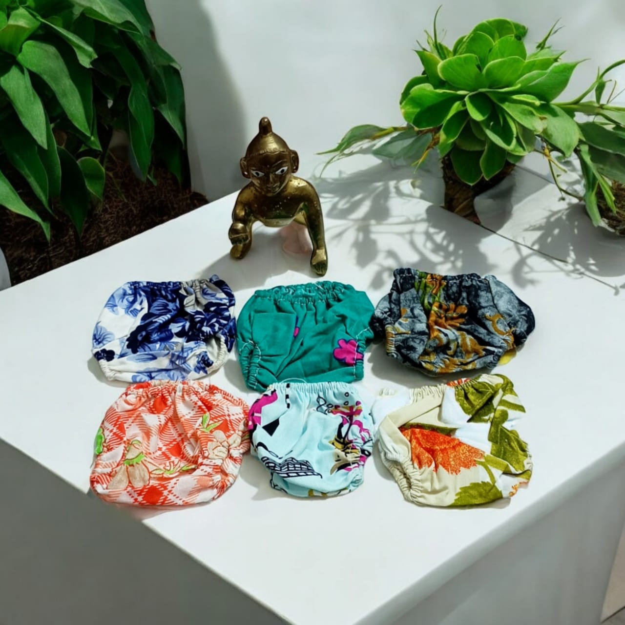 Set of 6 multi-color nickers for Laddu Gopal 5-6 No., comfortable night dress chaddi for Bal Gopal idols.