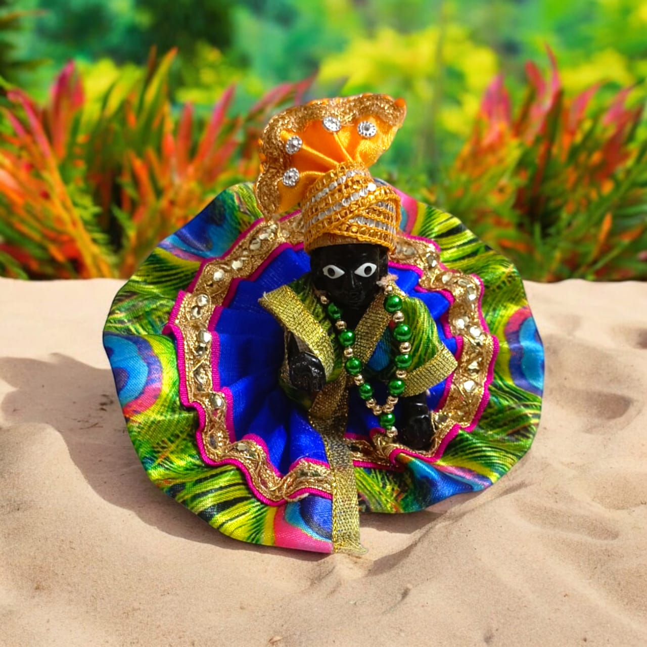 Set of 6 multi-color pagdis for Laddu Gopal Size 2 No., perfect for festive and daily decoration for Bal Gopal.