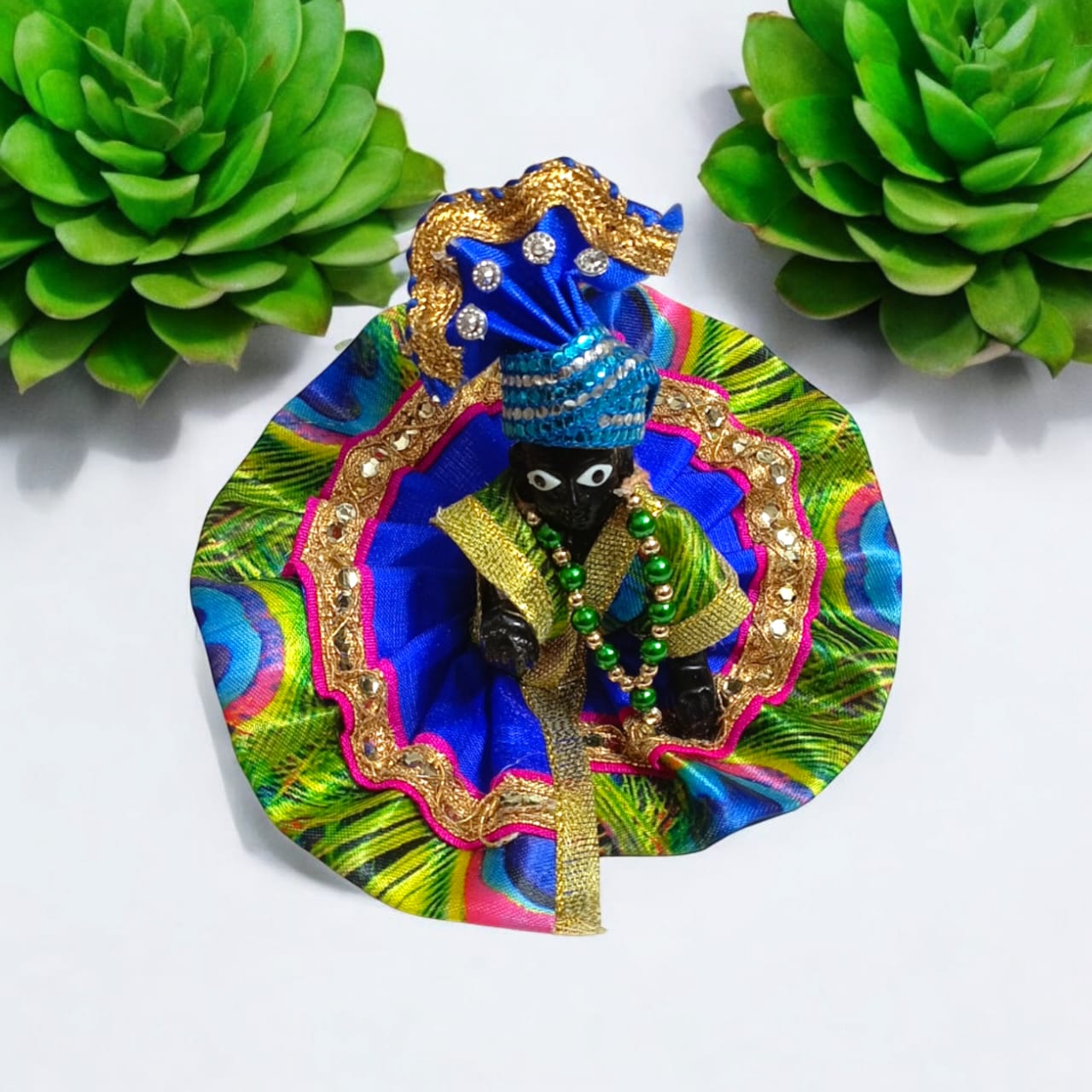 Set of 6 multi-color pagdis for Laddu Gopal Size 2 No., perfect for festive and daily decoration for Bal Gopal.