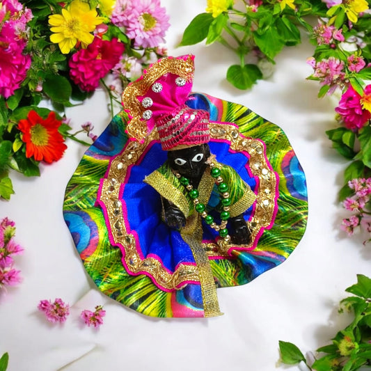 Set of 6 multi-color pagdis for Laddu Gopal Size 2 No., perfect for festive and daily decoration for Bal Gopal.