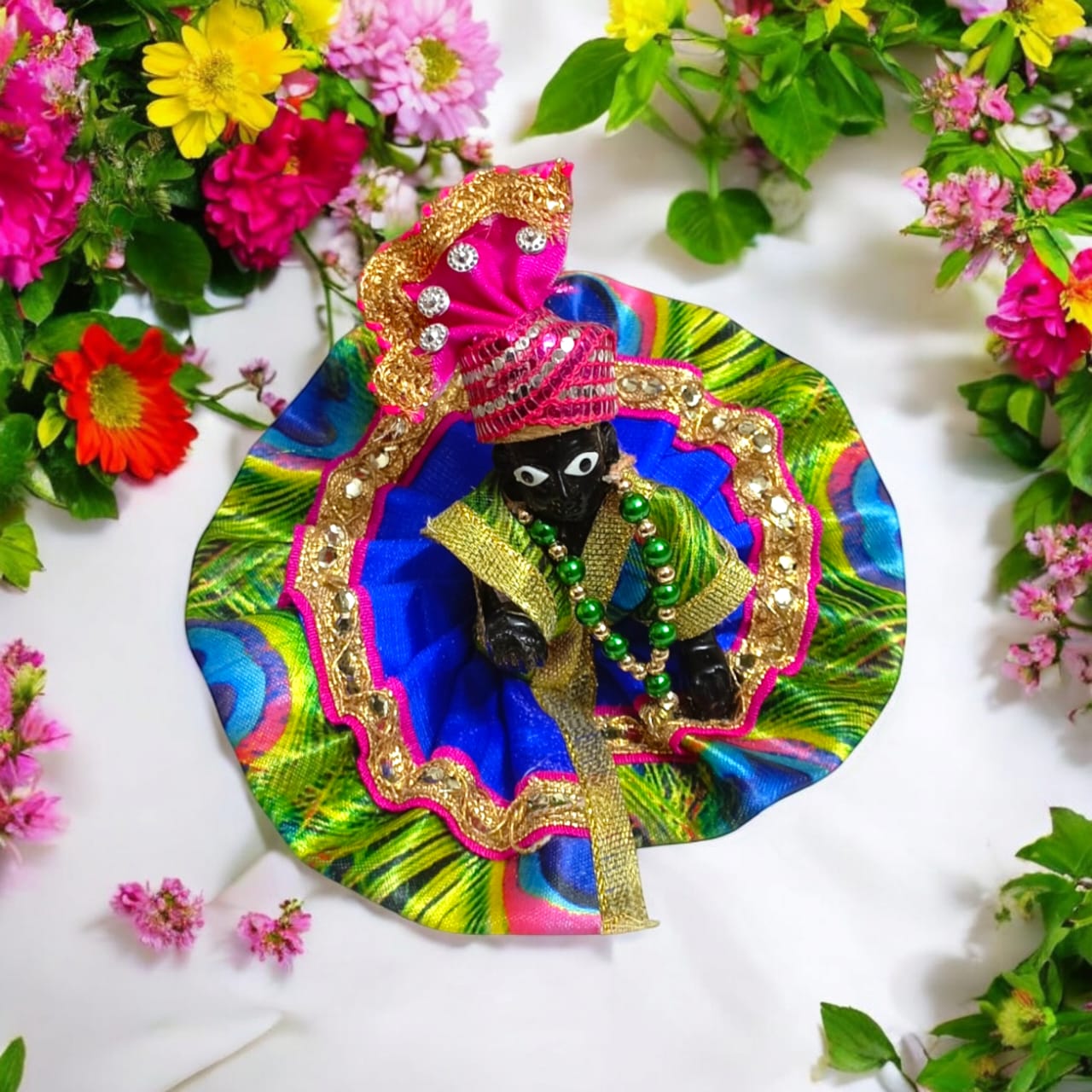 Set of 6 multi-color pagdis for Laddu Gopal Size 2 No., perfect for festive and daily decoration for Bal Gopal.