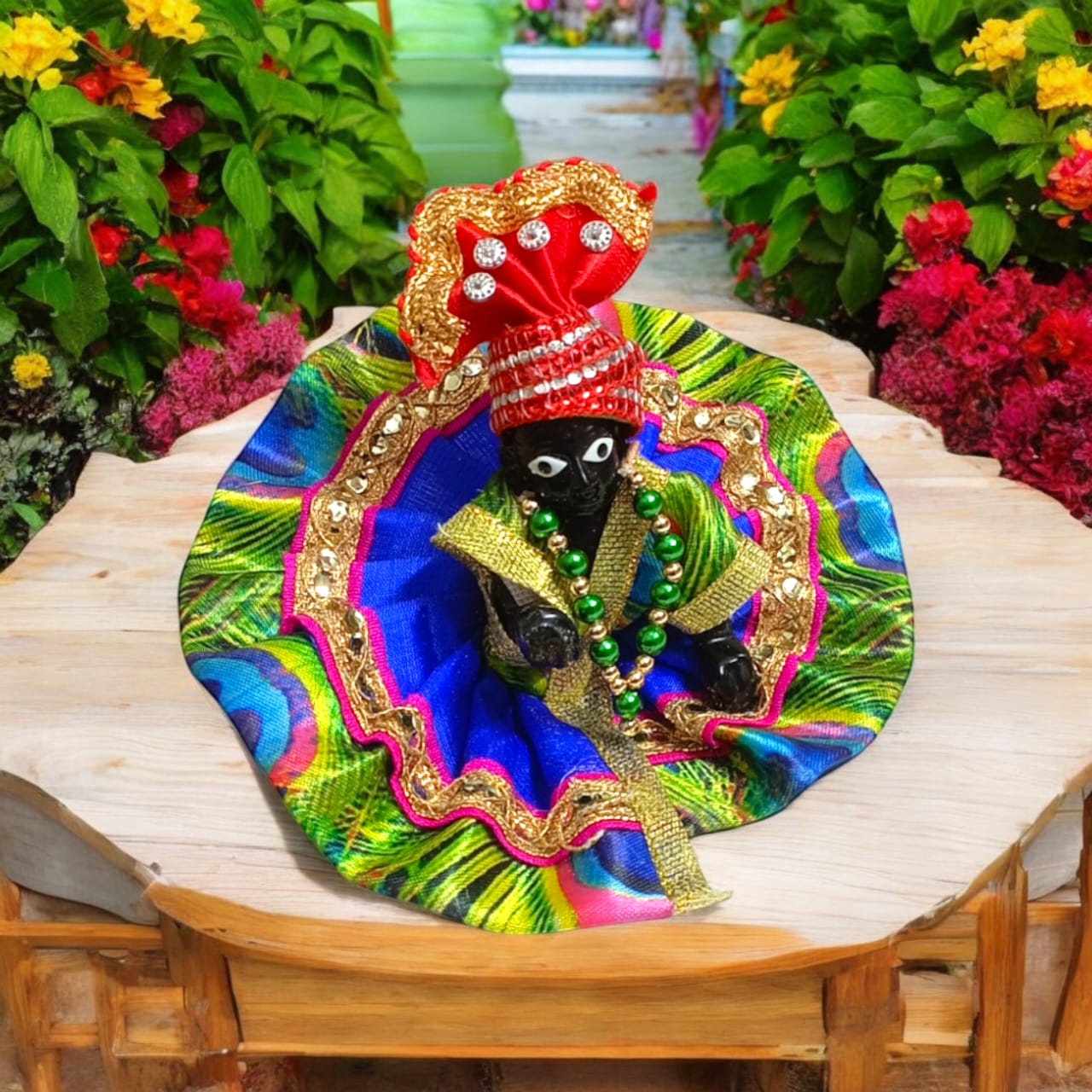 Set of 6 multi-color pagdis for Laddu Gopal Size 2 No., perfect for festive and daily decoration for Bal Gopal.