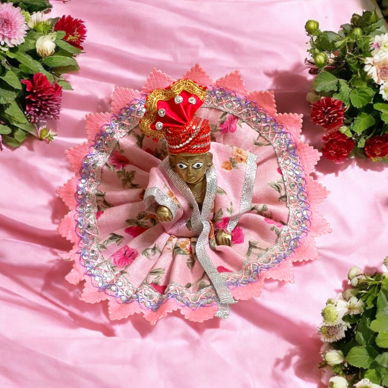 Set of 6 multi-color pagdis for Laddu Gopal Size 3 No., perfect for festive and daily decoration for Bal Gopal.