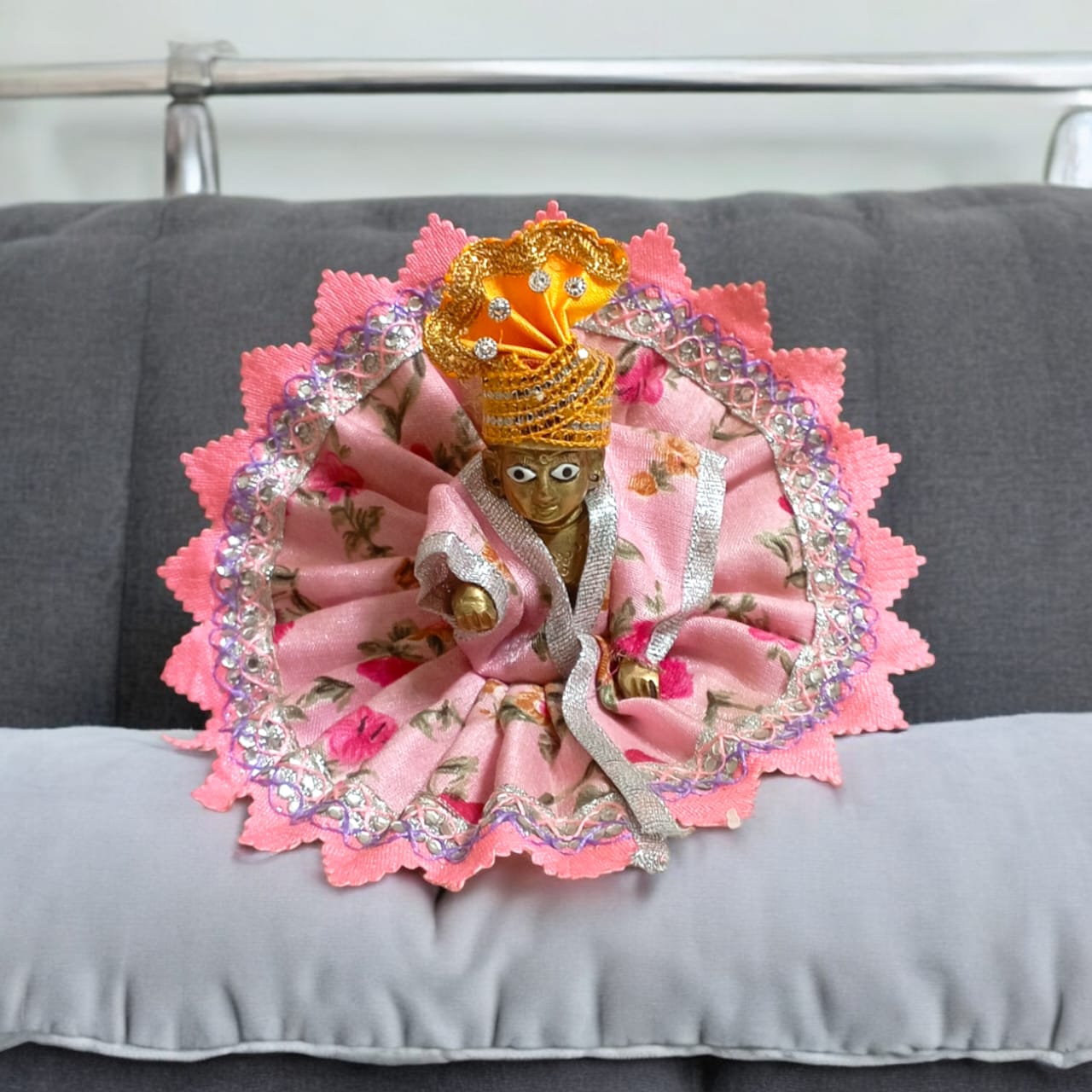 Set of 6 multi-color pagdis for Laddu Gopal Size 3 No., perfect for festive and daily decoration for Bal Gopal.