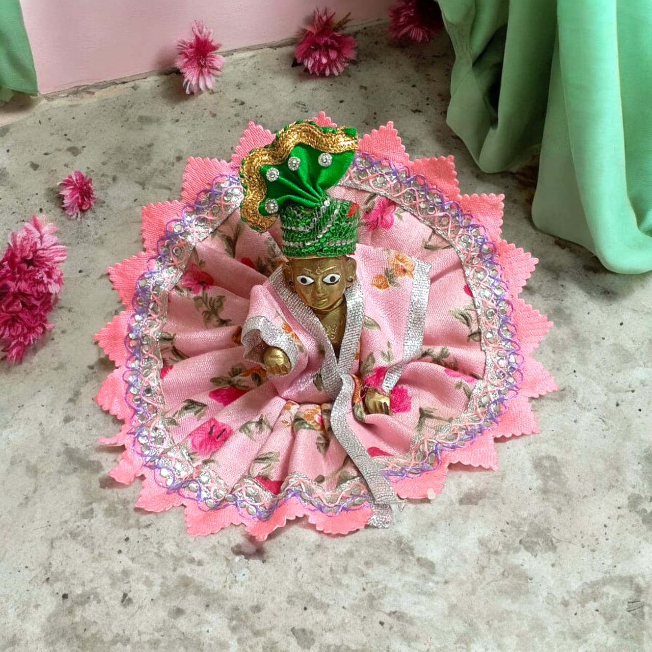 Set of 6 multi-color pagdis for Laddu Gopal Size 3 No., perfect for festive and daily decoration for Bal Gopal.