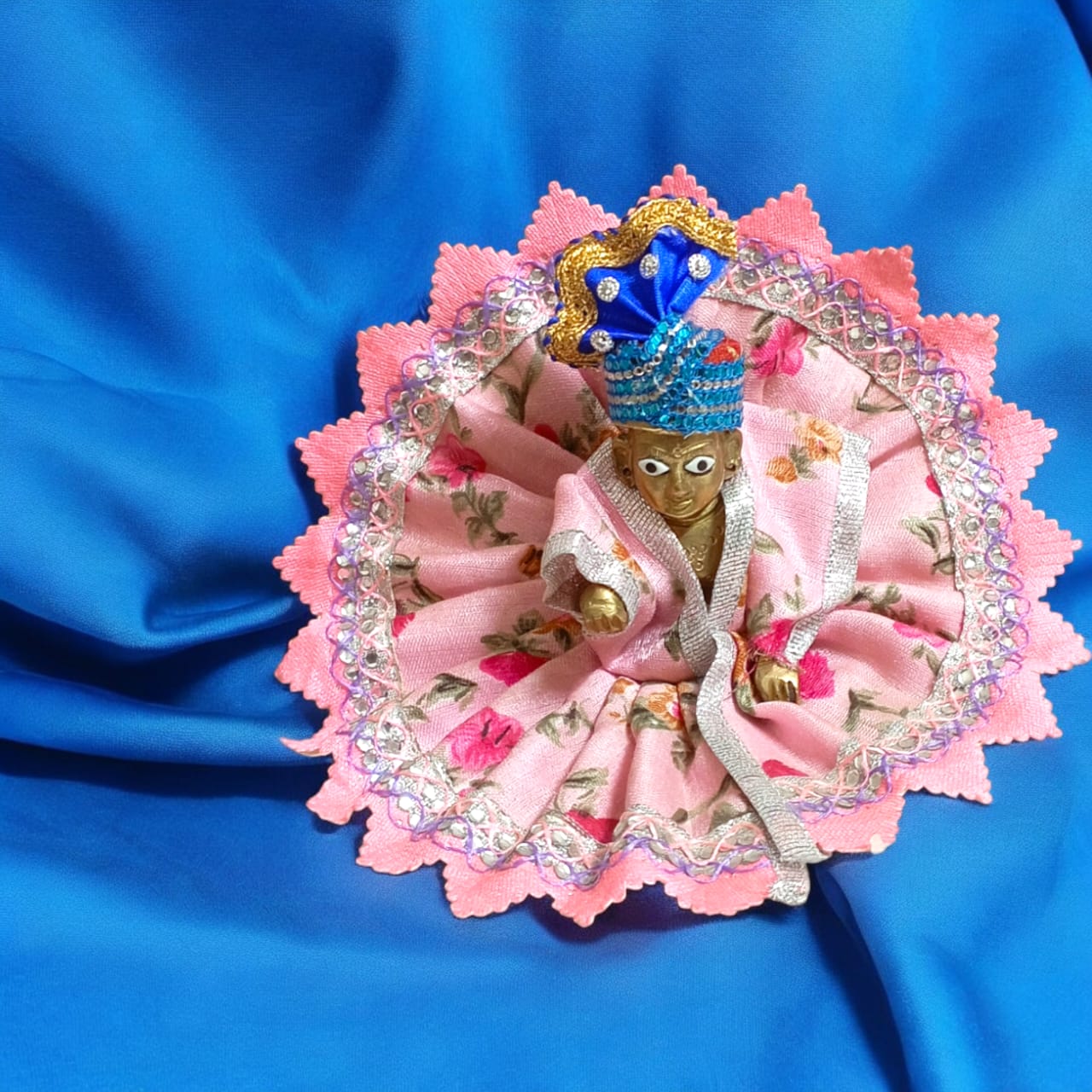 Set of 6 multi-color pagdis for Laddu Gopal Size 3 No., perfect for festive and daily decoration for Bal Gopal.