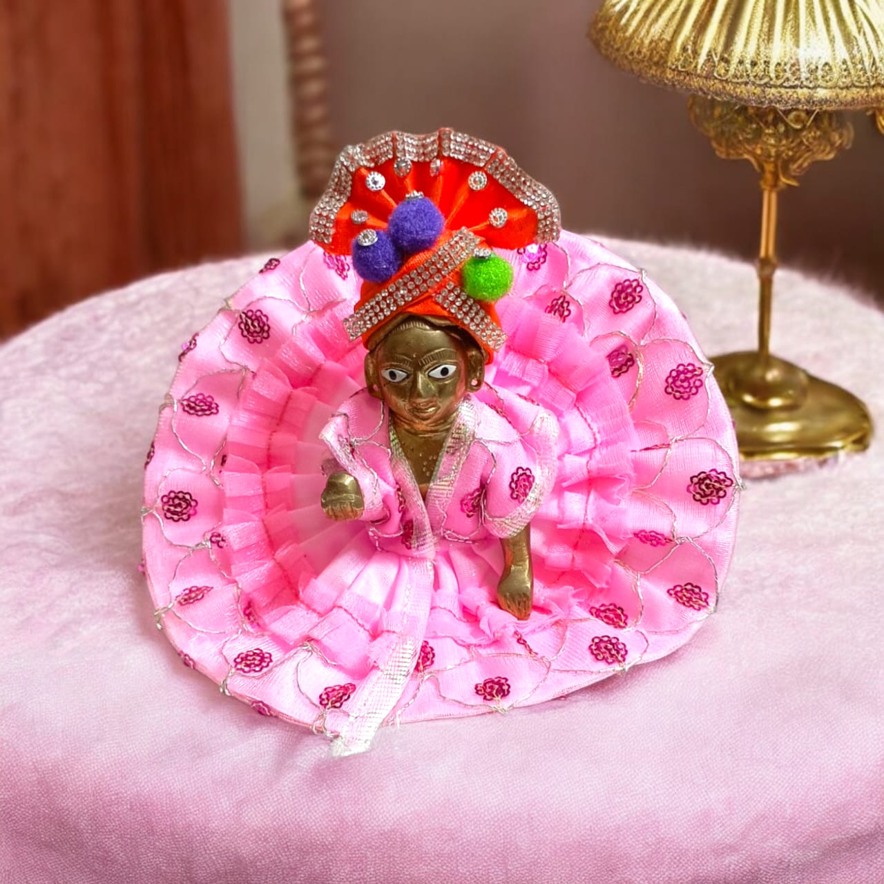 Set of 6 multi-color pagdis for Laddu Gopal Size 4 No., traditional festive decor for Bal Gopal.