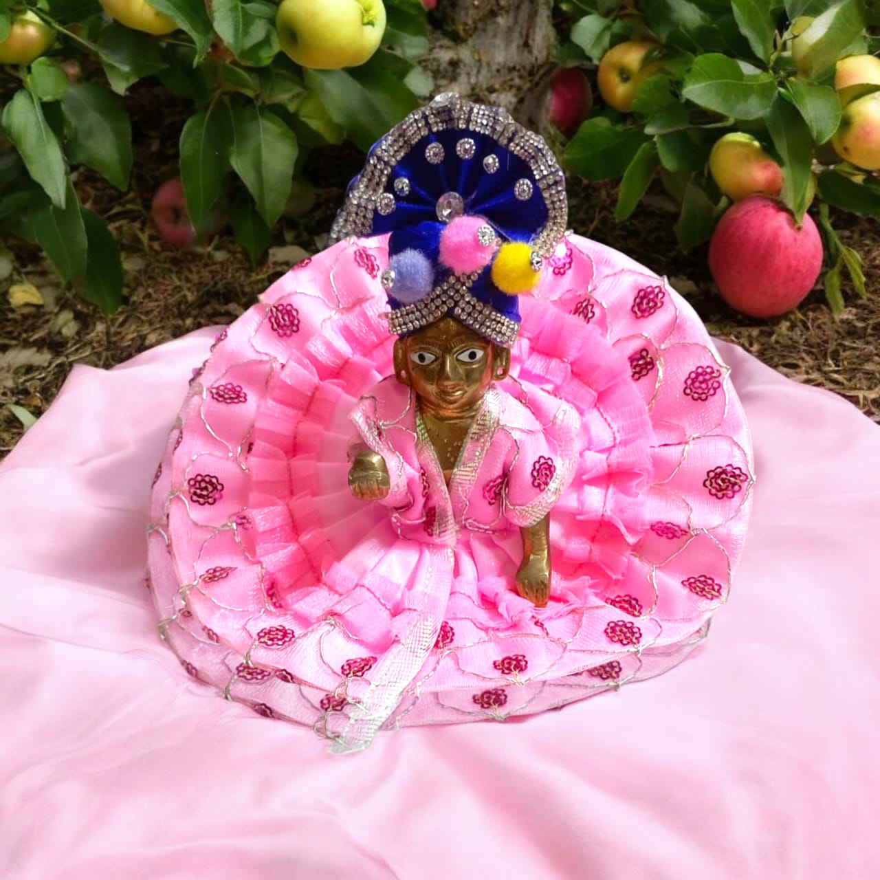 Set of 6 multi-color pagdis for Laddu Gopal Size 4 No., traditional festive decor for Bal Gopal.