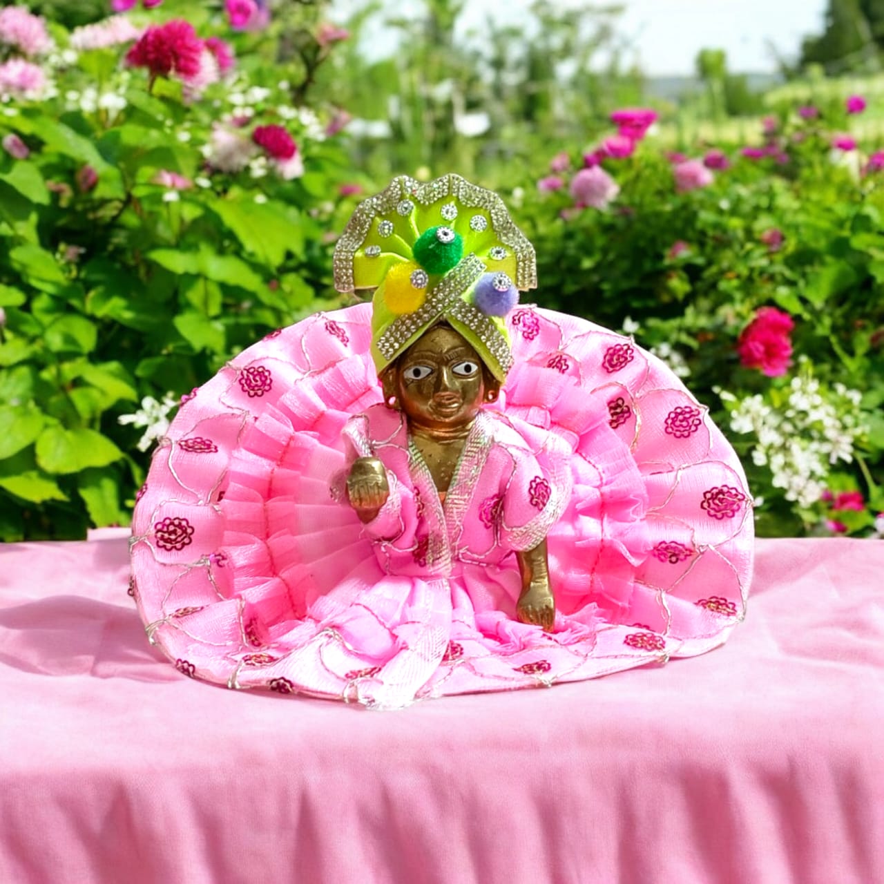 Set of 6 multi-color pagdis for Laddu Gopal Size 4 No., traditional festive decor for Bal Gopal.