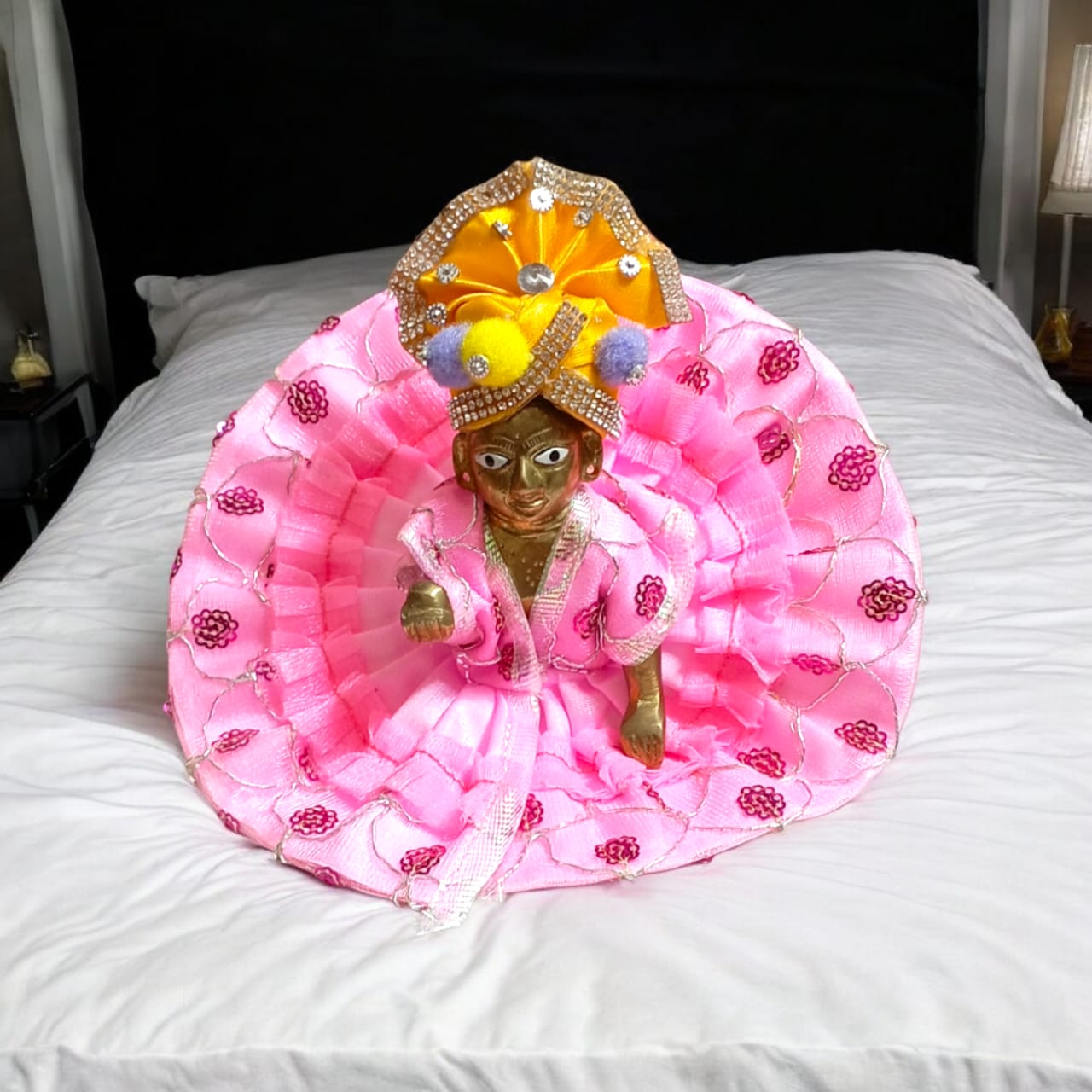 Set of 6 multi-color pagdis for Laddu Gopal Size 4 No., traditional festive decor for Bal Gopal.