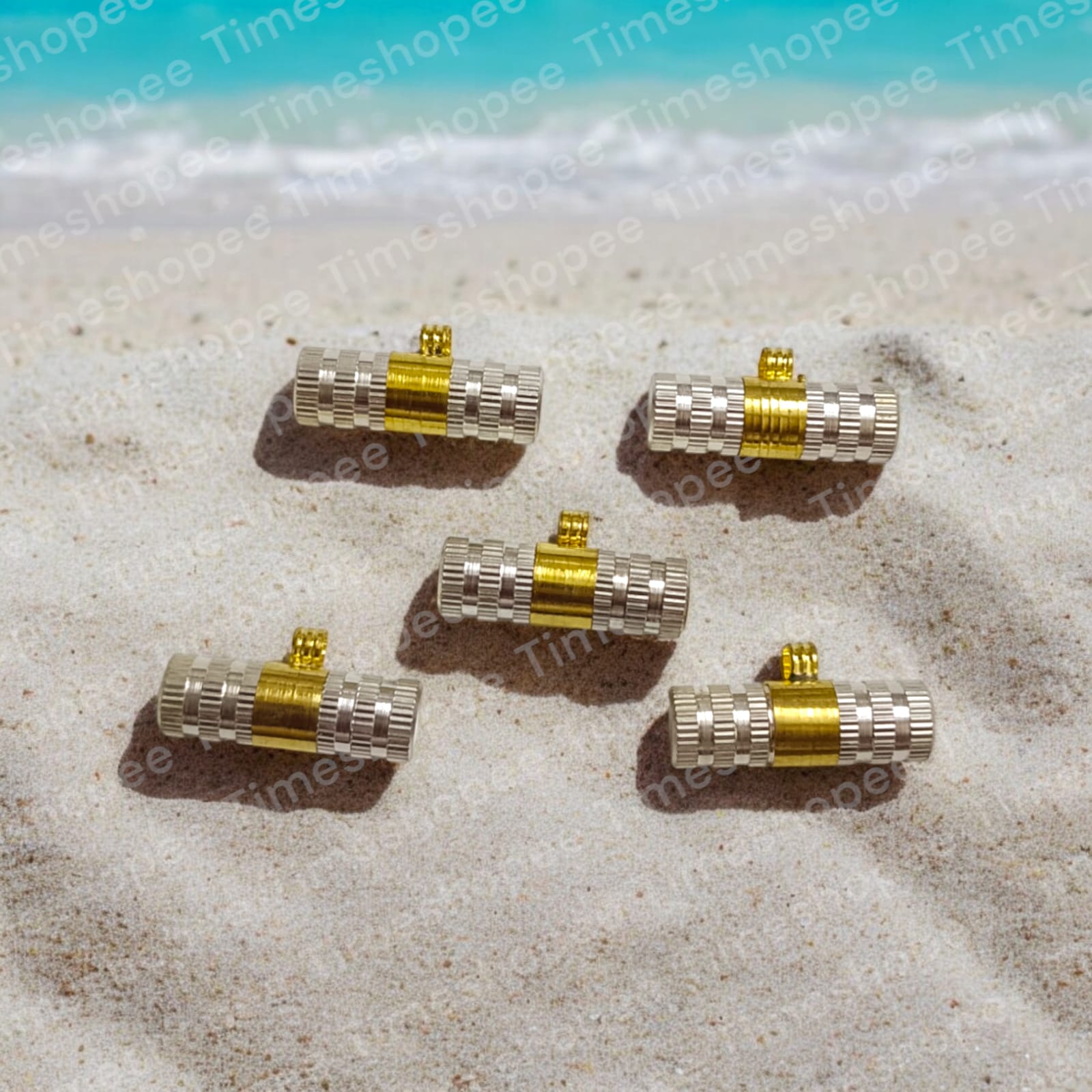 Set of Pure Brass and Silver taweezes with Bhojpatra sheet, displayed elegantly on a neutral background