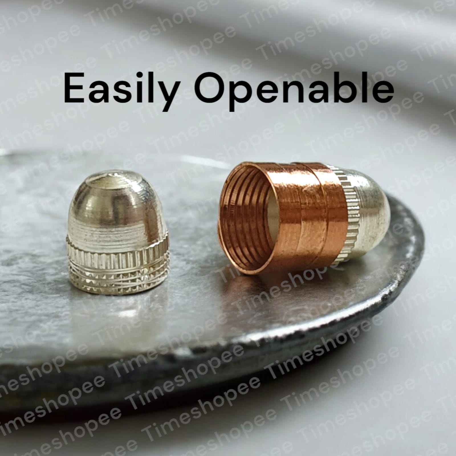 Set of Pure Copper and Silver taweezes with a Bhojpatra sheet, displayed elegantly