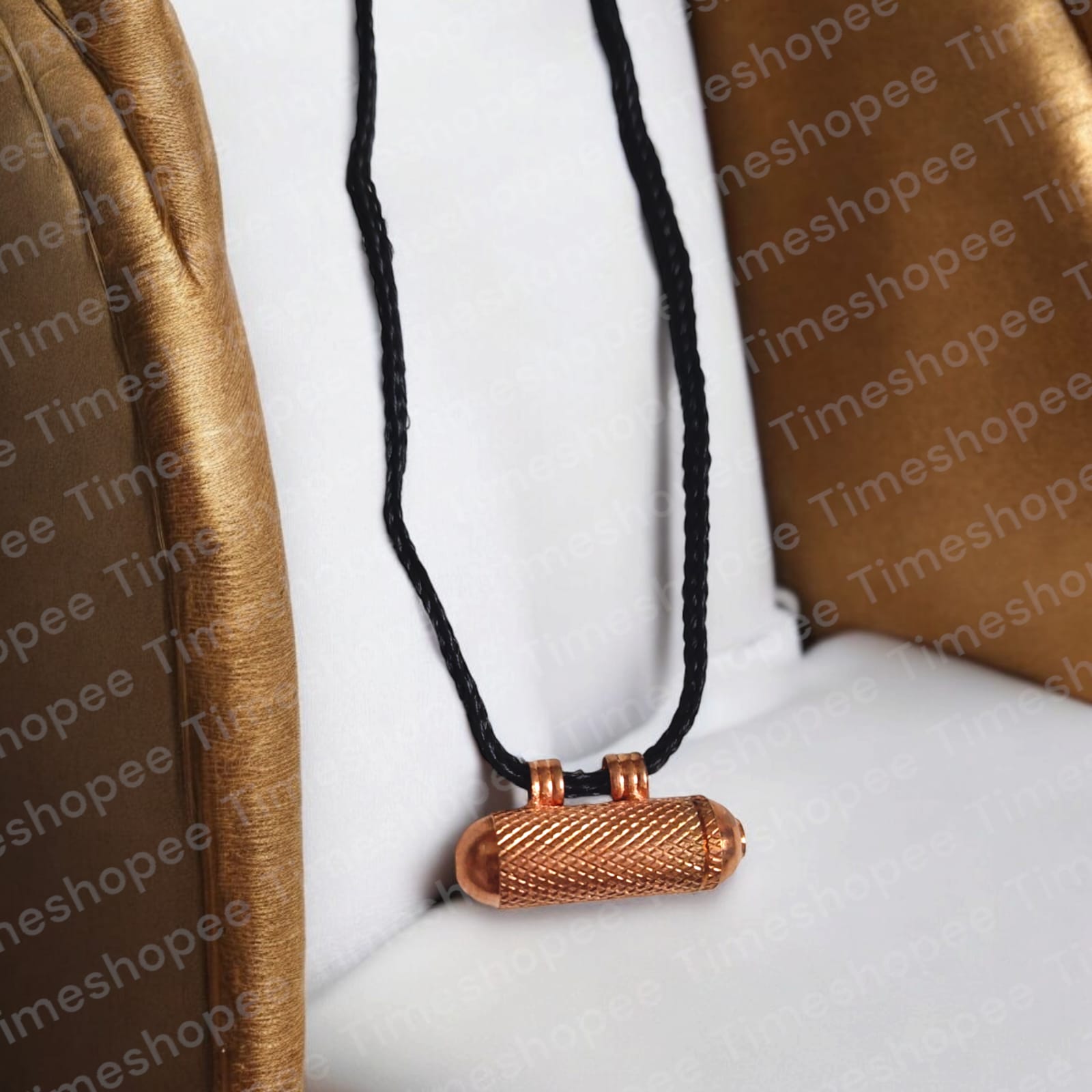 Set of five Pure Copper Metal Taweez amulets, each 21.3mm in diameter, with a free Bhojpatra sheet. Features a warm copper color and easily openable design.