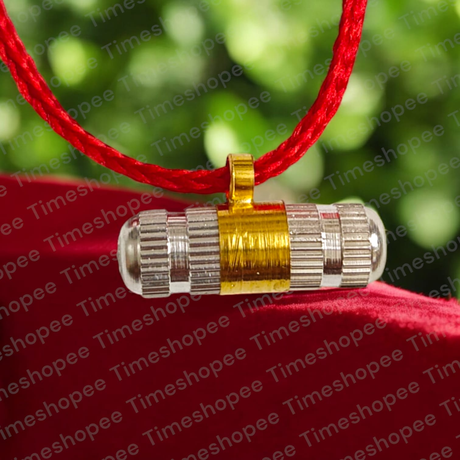 Set of five golden and silver taweez amulets with a Bhojpatra sheet, showcasing their elegant design and spiritual significance.