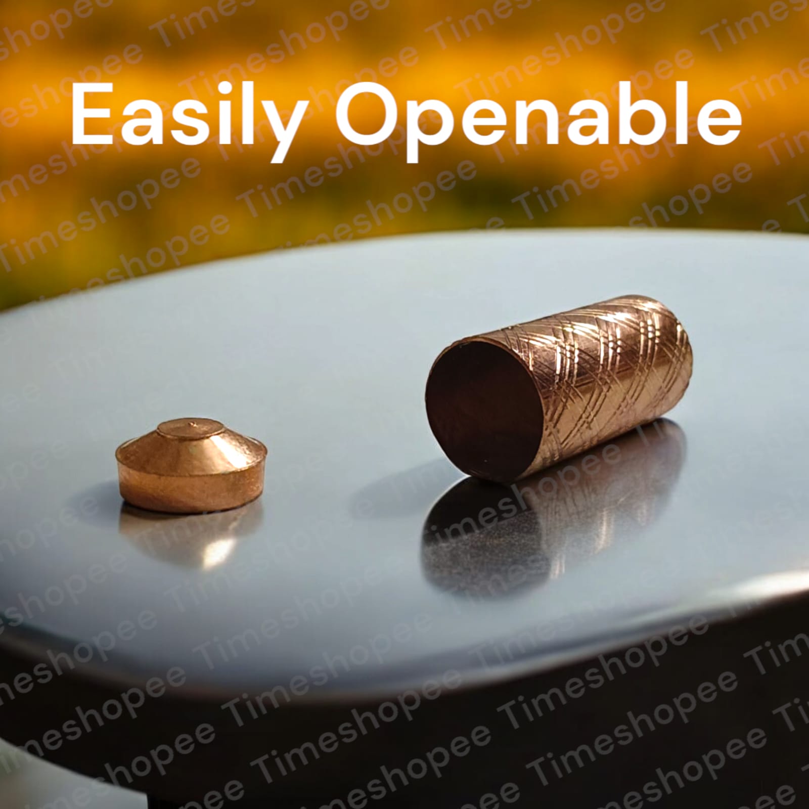 Set of five pure copper taweez amulets, available in small (22mm) and big (23mm) sizes, with a free Bhojpatra sheet, showcasing their elegant design and spiritual benefits.