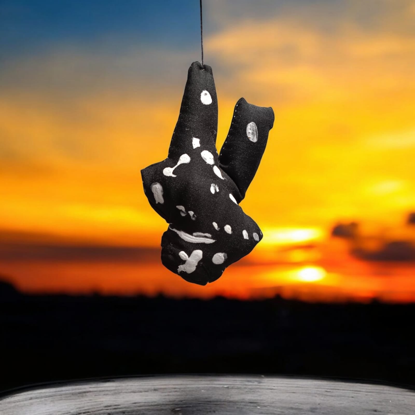 Shani Dev Nazar Battu Evil Eye Protector featuring a Mahakal face mask, made of fabric, suitable for wall hanging to protect home and office from negative energies.