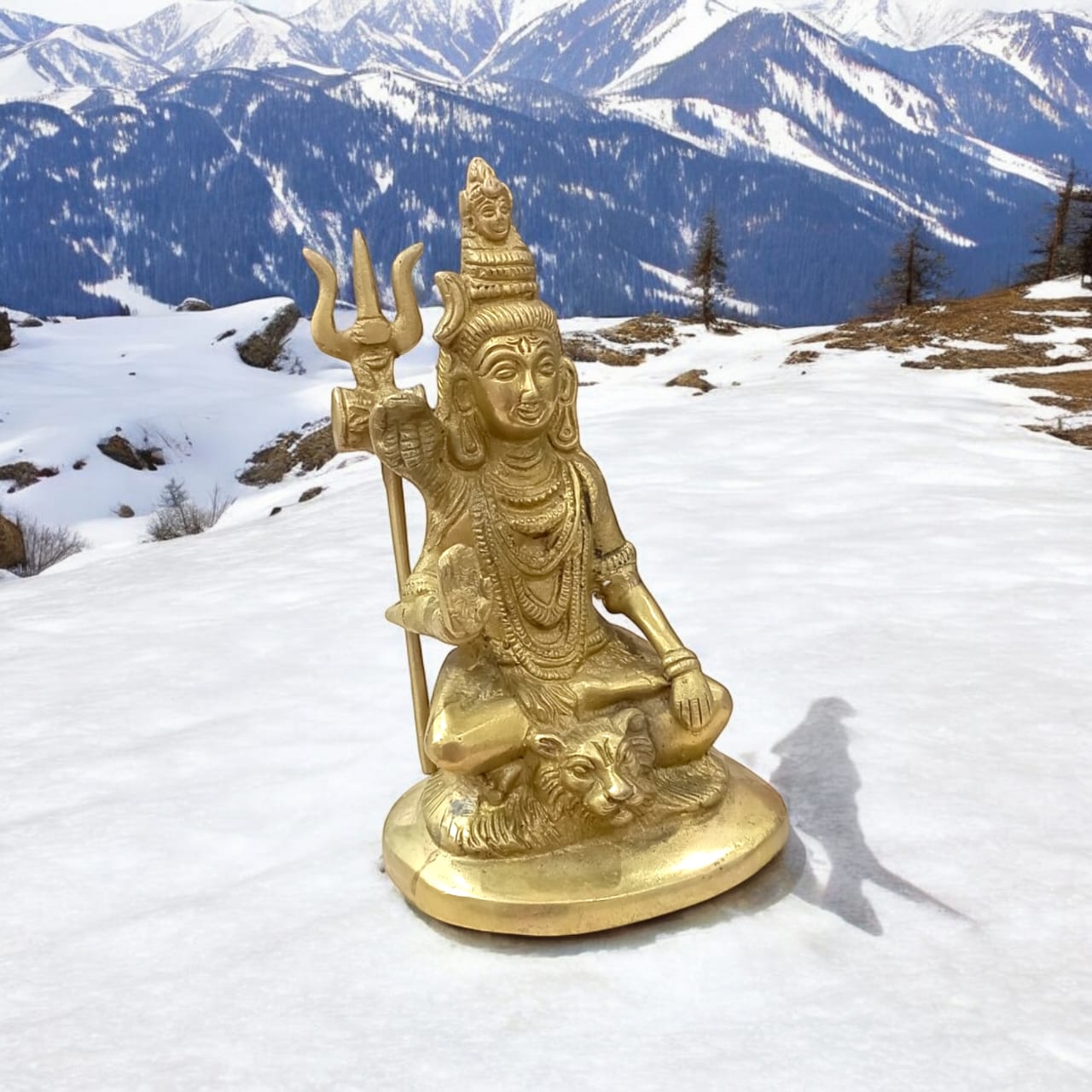 Shiv Ji Brass Idol in blessing pose, ideal for home and office temples, crafted by Timeshopee