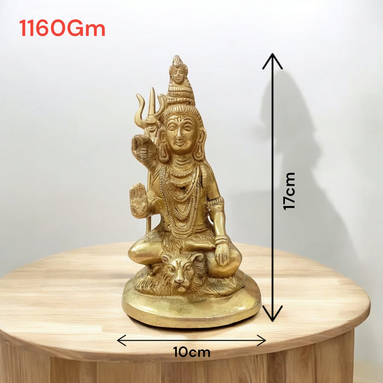 Shiv Ji Brass Idol in blessing pose, ideal for home and office temples, crafted by Timeshopee