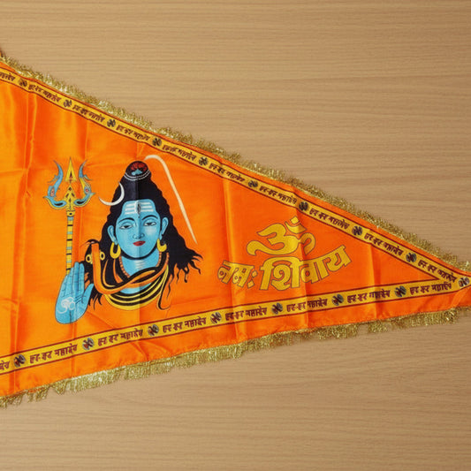 Shiv Ji Flag Saffron Bholenath Jhanda Om Namah Shivaay Religious Flag 40x60 Inches for Temple Home Outdoor Decoration