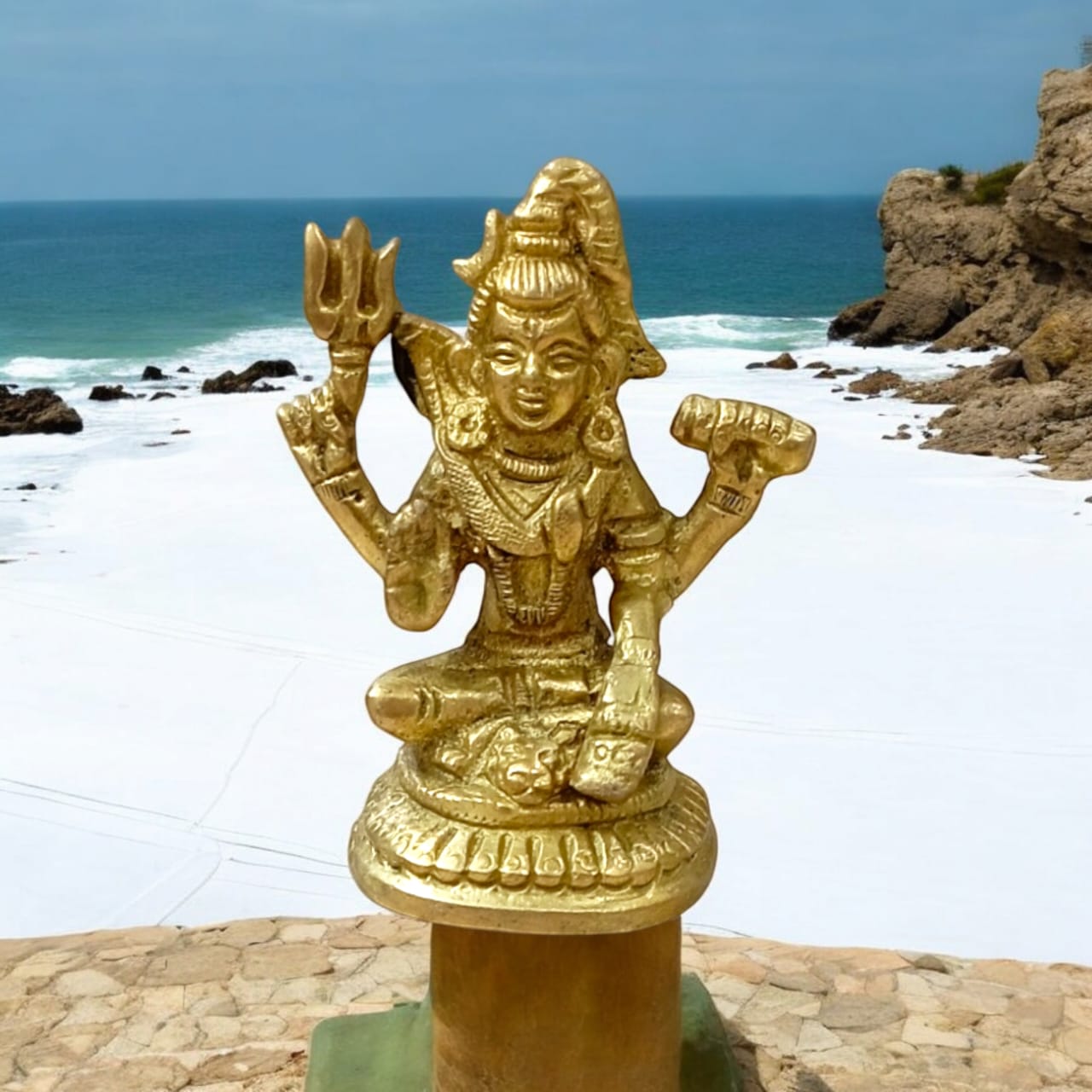 Shiv Ji in Brass Idol, Bholebaba Murti, perfect for spiritual worship and home decor.