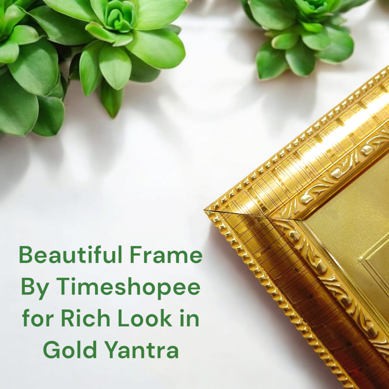 Shri Sampoorna Lakshami Ganesh Yantra, gold-plated with frame, 27x27 cm, designed to bring prosperity and success.