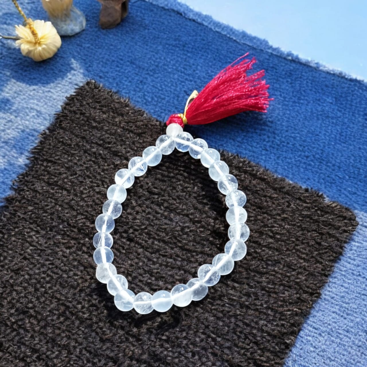 Sphatik Mala 8MM with 108+1 crystal beads and lab certificate, ideal for meditation and spiritual healing – Timeshopee